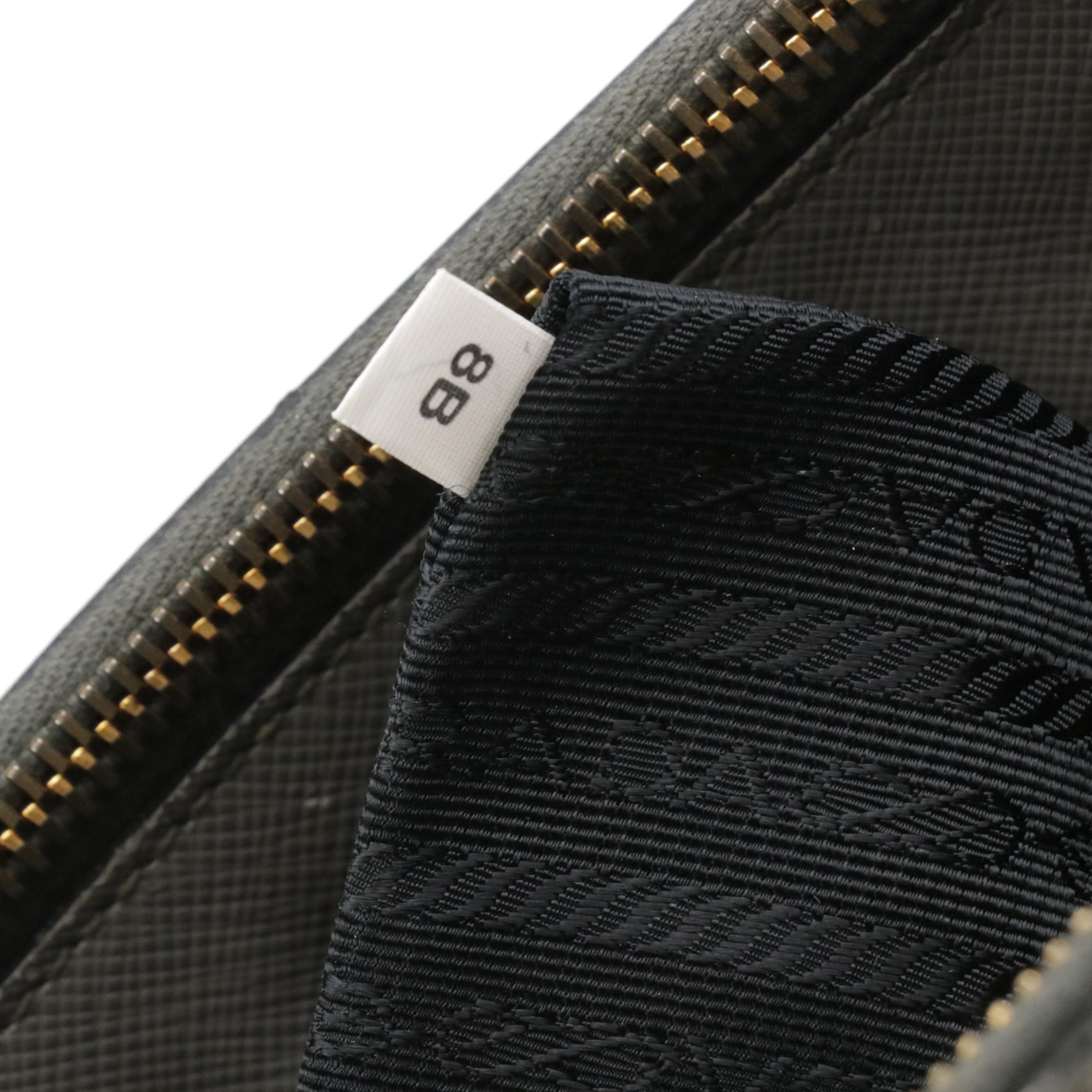 Prada Double Zip Galleria Tote Bag in Gray and Black Saffiano Lux Leather