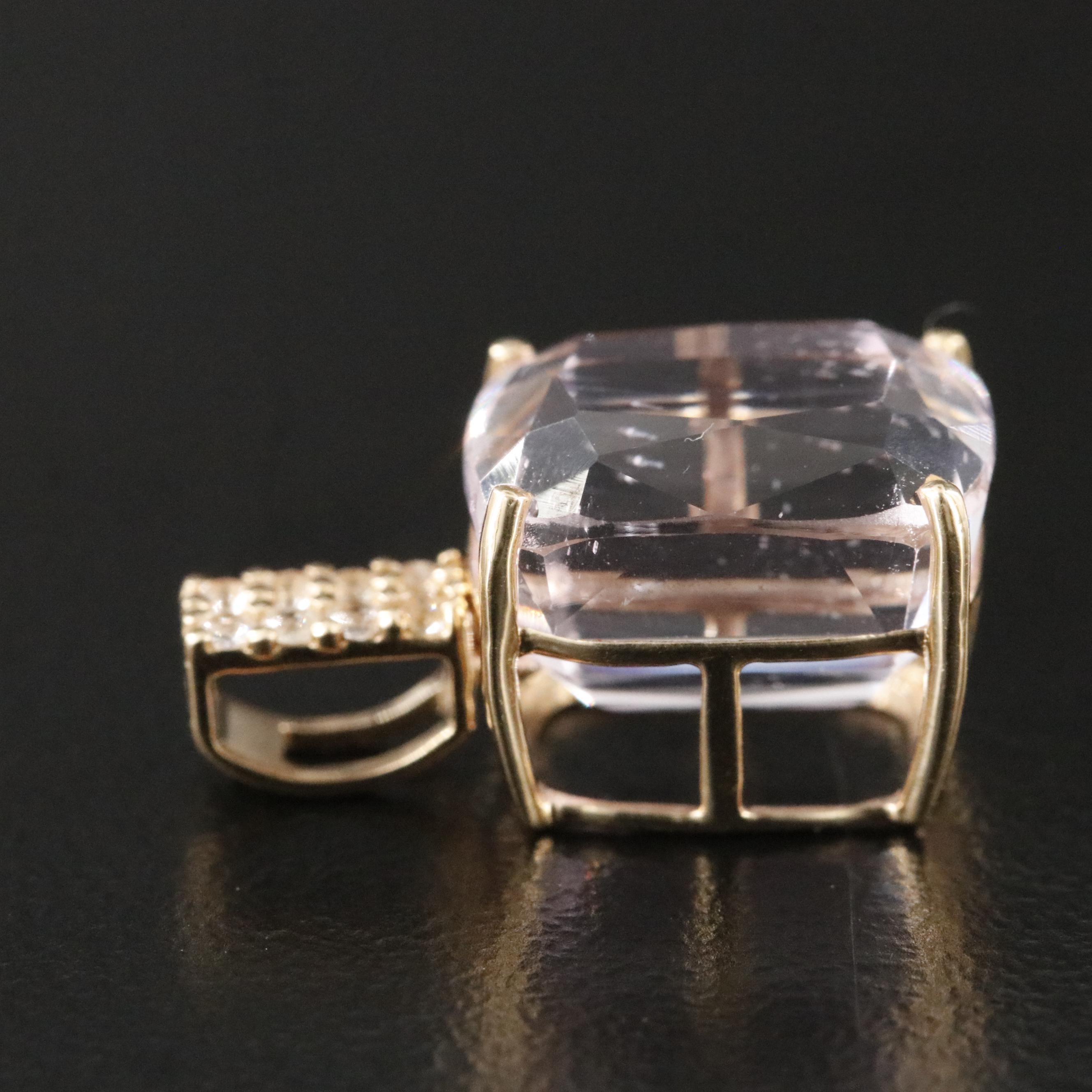 14K 6.46 CT Kunzite and White Sapphire Pendant with IGI Jewelry Report