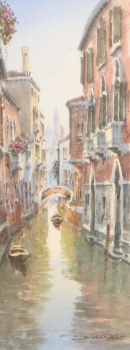Watercolor Painting of Venetian Canal Scene, 2005