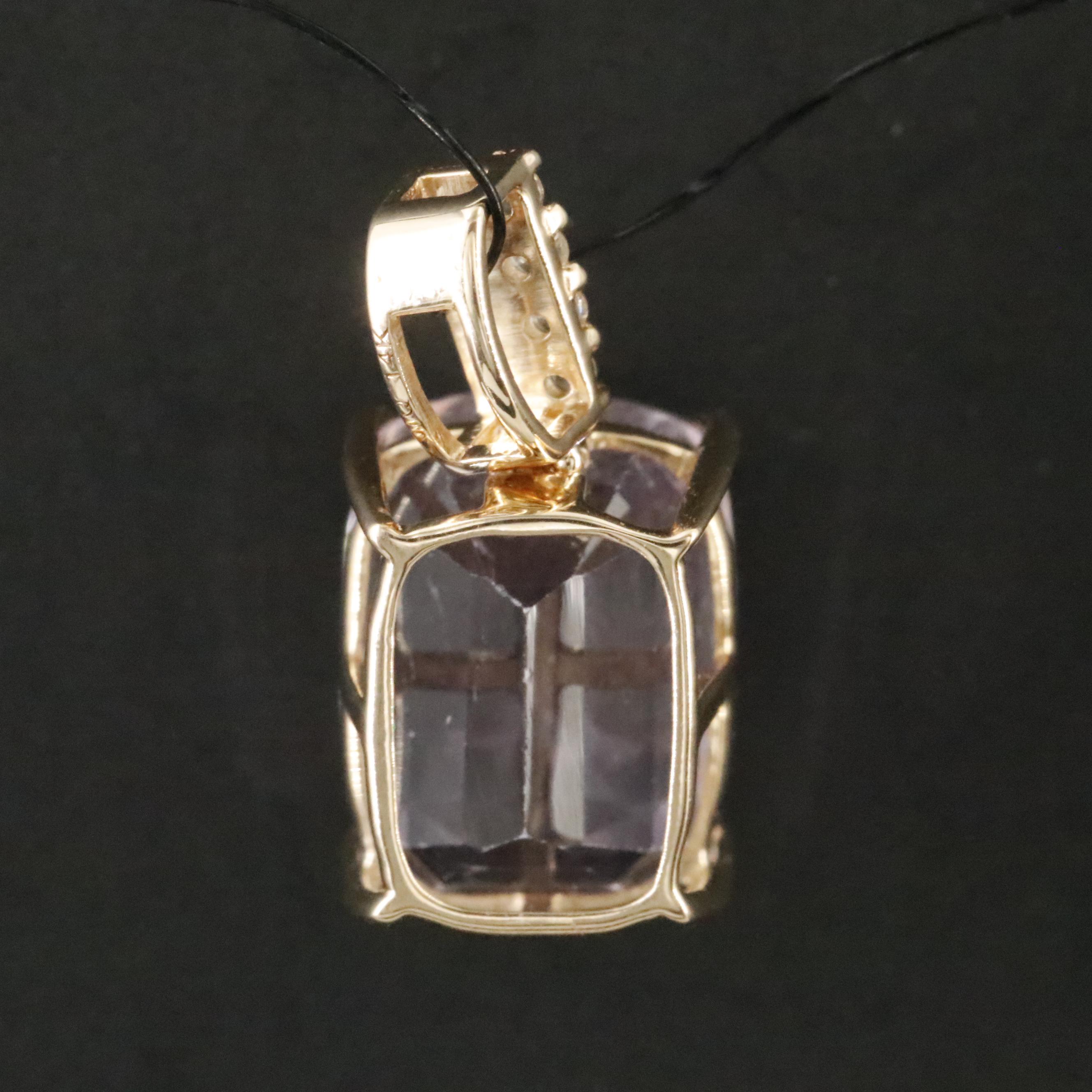 14K 6.46 CT Kunzite and White Sapphire Pendant with IGI Jewelry Report