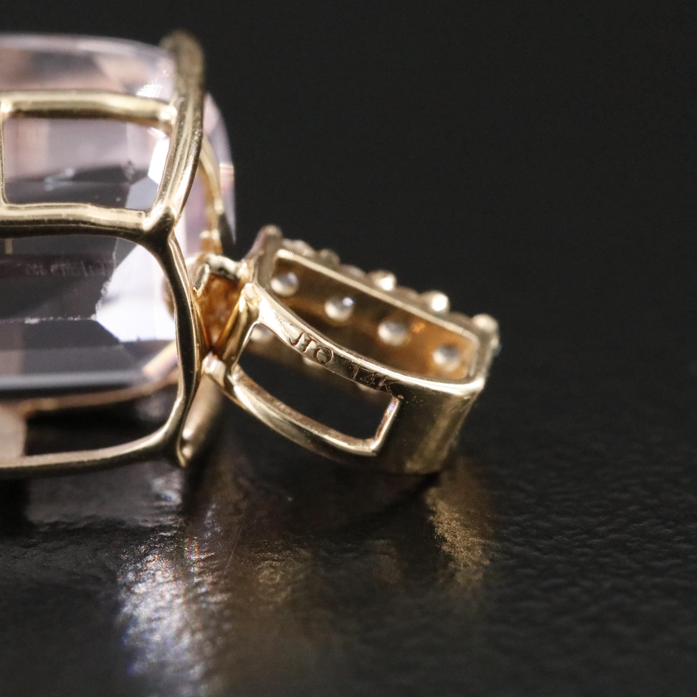 14K 6.46 CT Kunzite and White Sapphire Pendant with IGI Jewelry Report