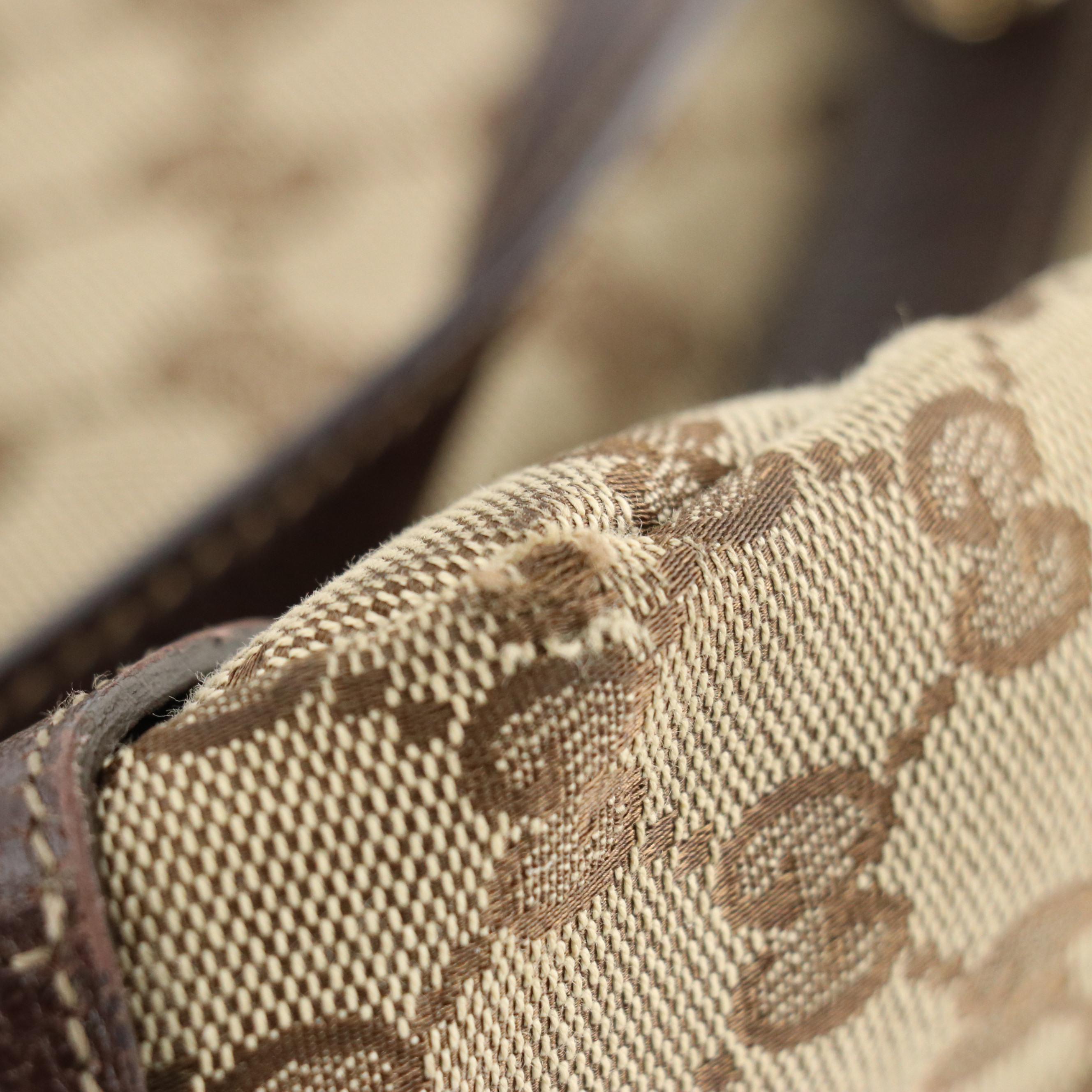 Gucci Abbey D-Ring Shoulder Bag in GG Canvas and Dark Brown Cinghiale Leather