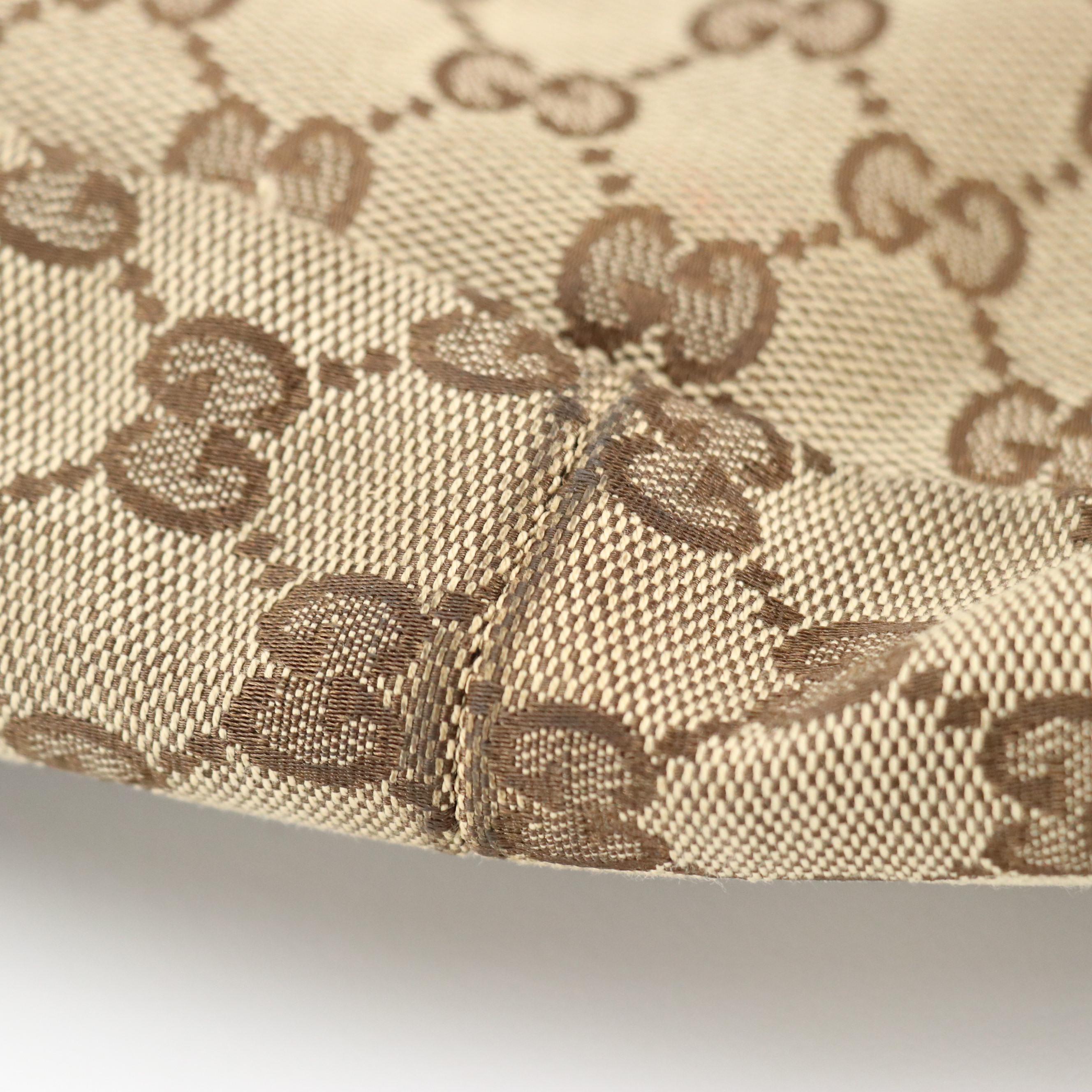 Gucci Abbey D-Ring Shoulder Bag in GG Canvas and Dark Brown Cinghiale Leather