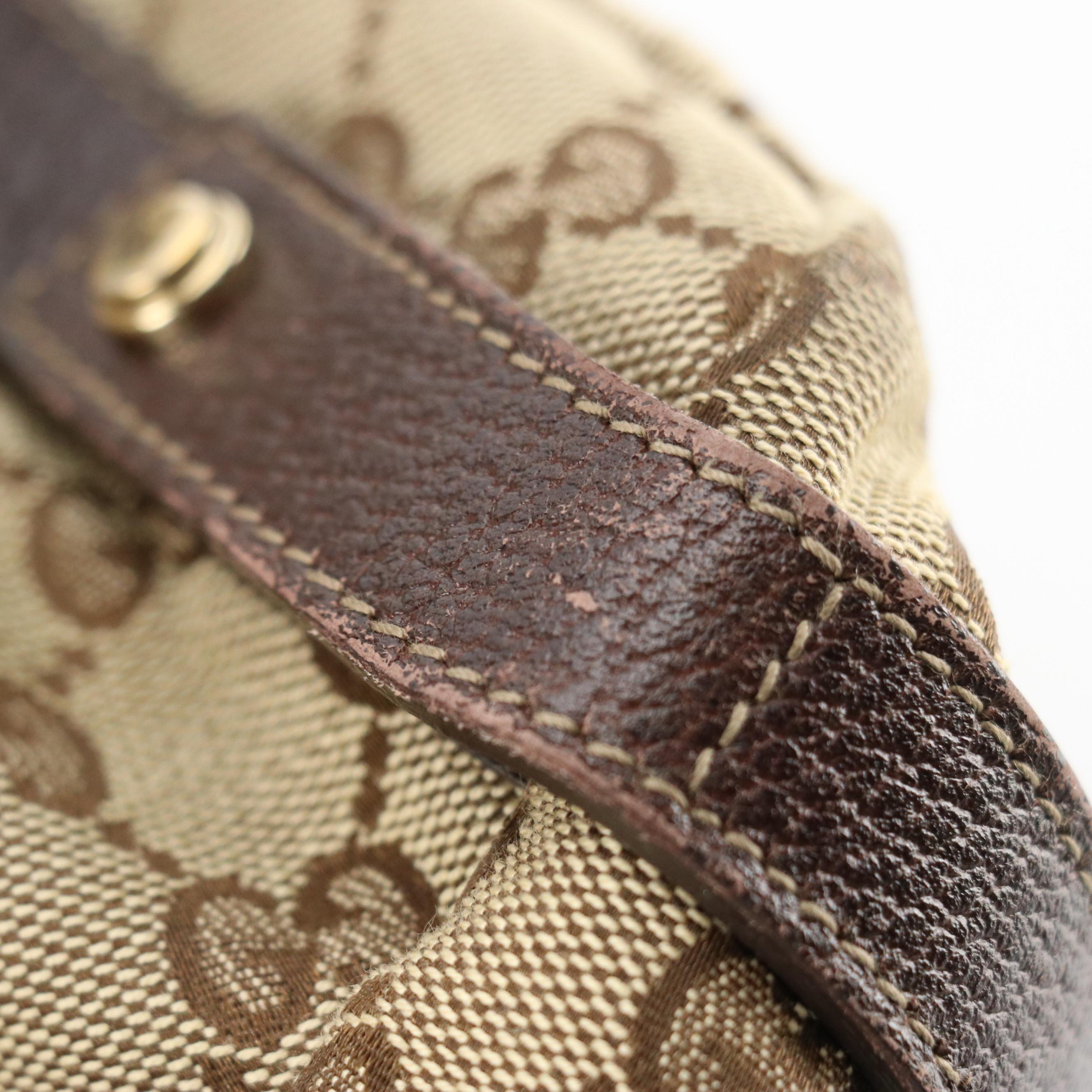 Gucci Abbey D-Ring Shoulder Bag in GG Canvas and Dark Brown Cinghiale Leather