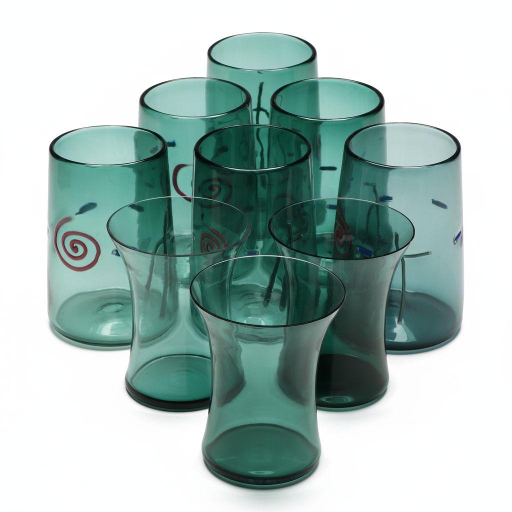Fineline and Other Art Glass Tumblers and Juice Glasses, 1988
