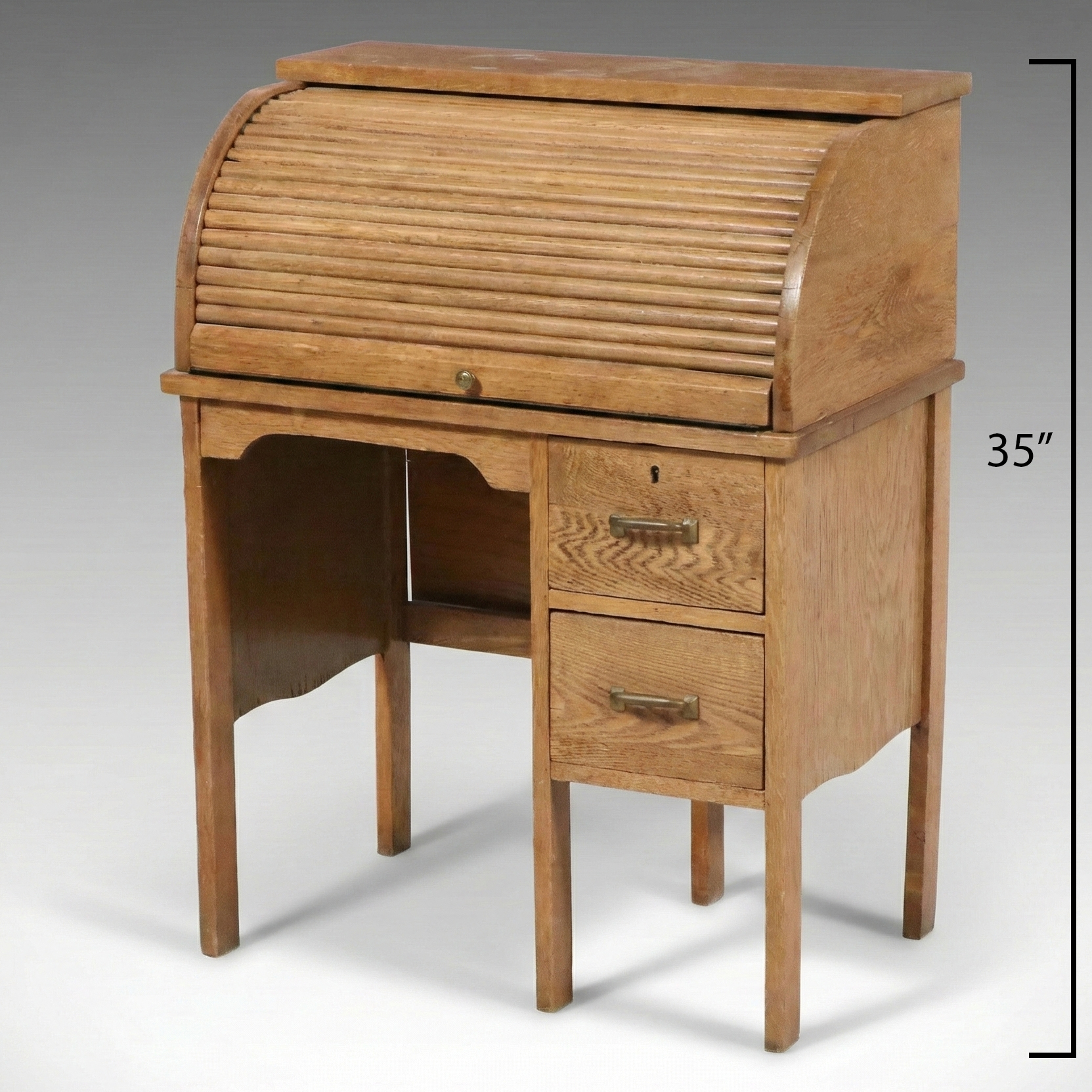 American Oak Roll-Top Desk, Early to Mid-20th Century