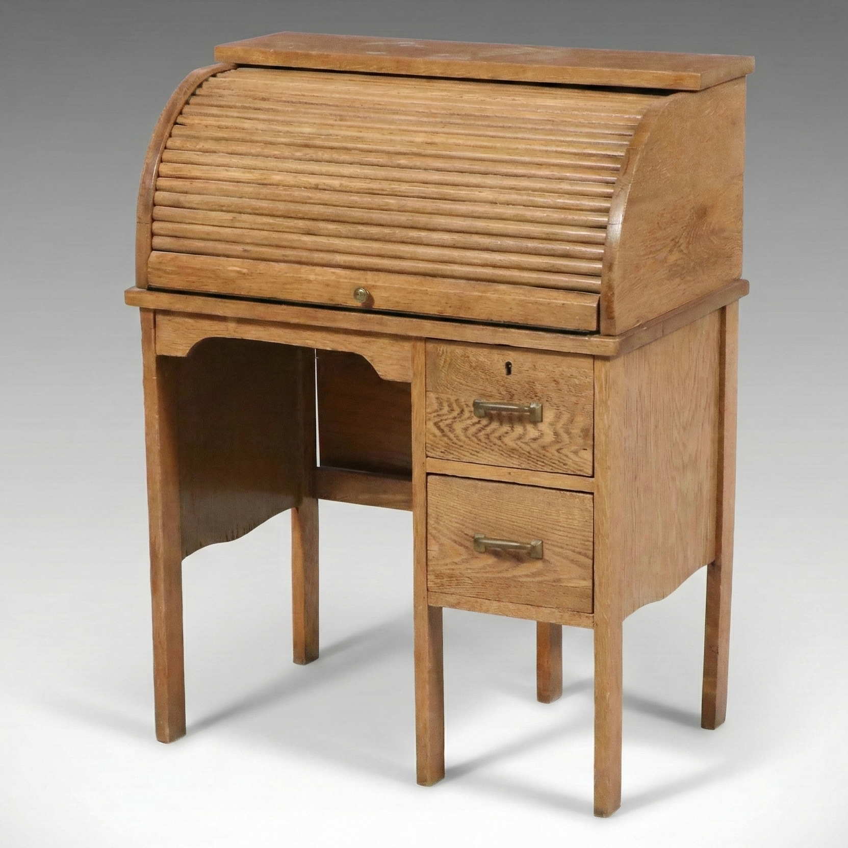American Oak Roll-Top Desk, Early to Mid-20th Century