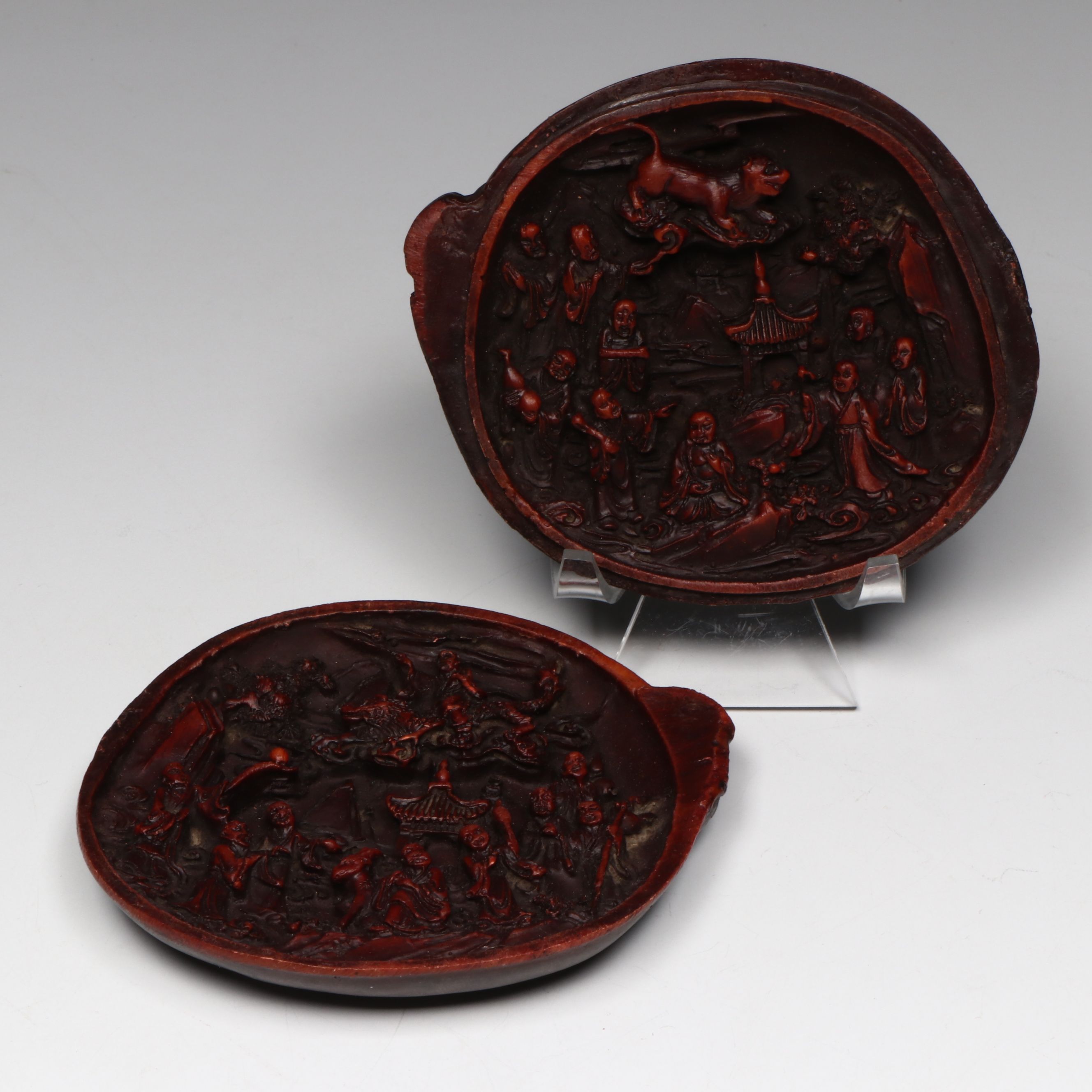 Chinese Qing Style Hand-Carved Lacquered Coquilla Nut "Pocket Shrine"