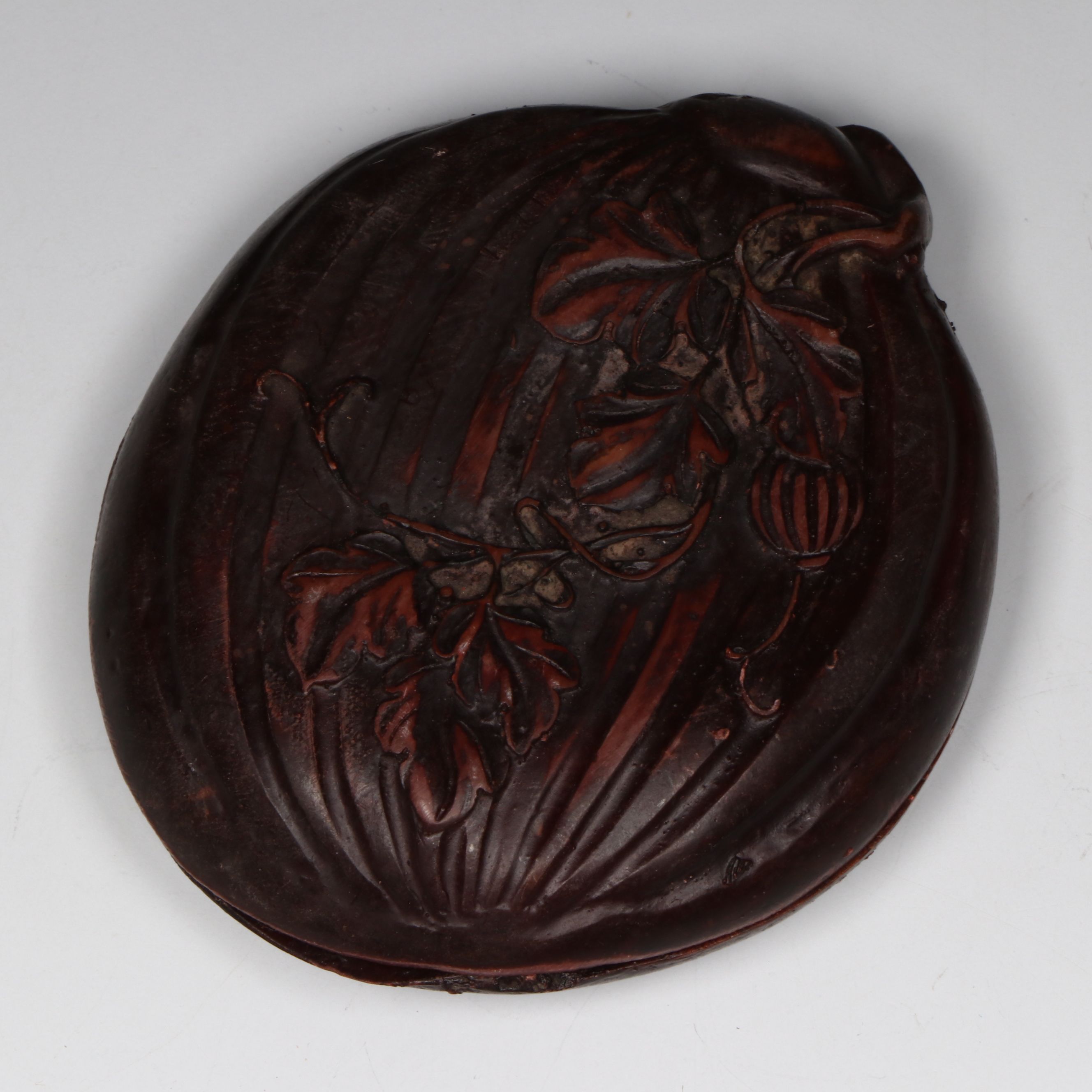 Chinese Qing Style Hand-Carved Lacquered Coquilla Nut "Pocket Shrine"