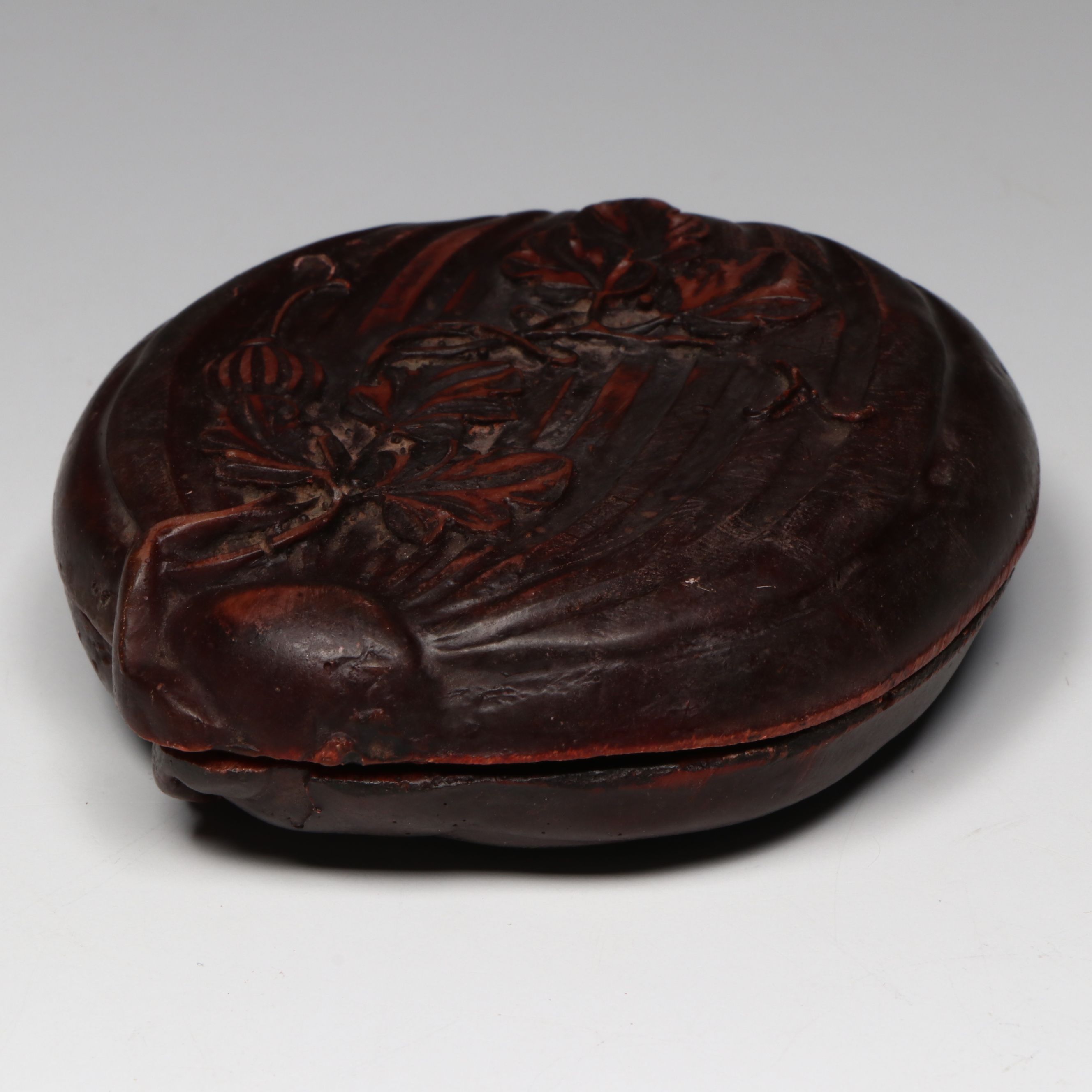 Chinese Qing Style Hand-Carved Lacquered Coquilla Nut "Pocket Shrine"