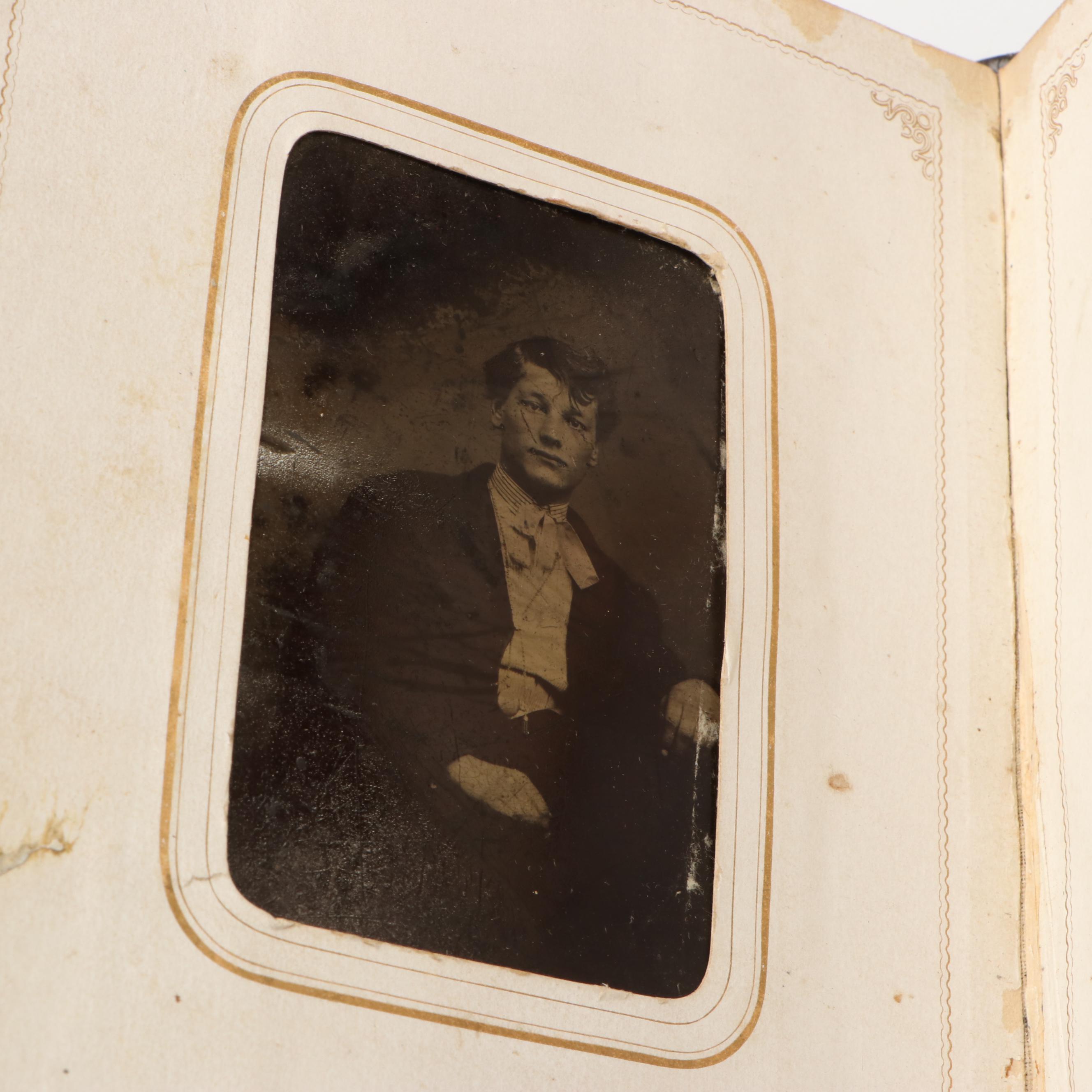 Tintype with Other Photos of Men, Women and Children, Late 19th/Early 20th C.