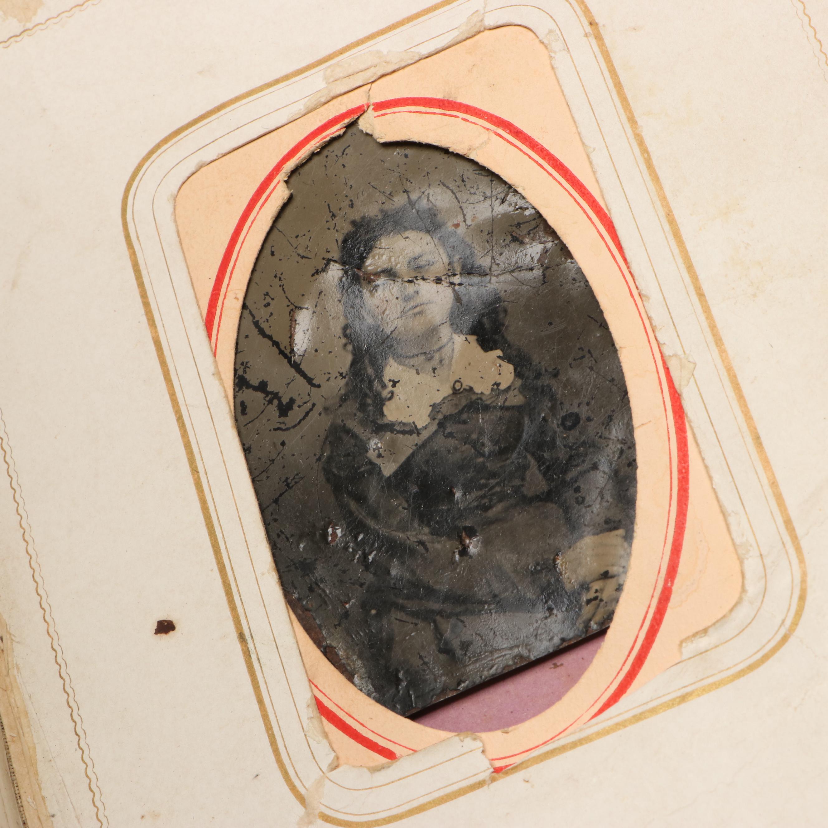 Tintype with Other Photos of Men, Women and Children, Late 19th/Early 20th C.