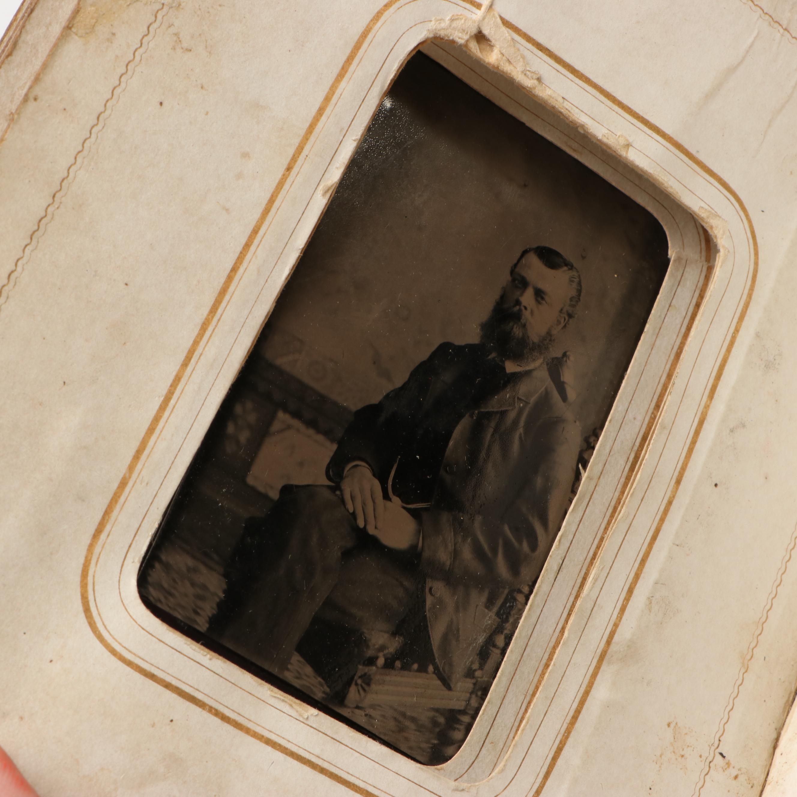 Tintype with Other Photos of Men, Women and Children, Late 19th/Early 20th C.