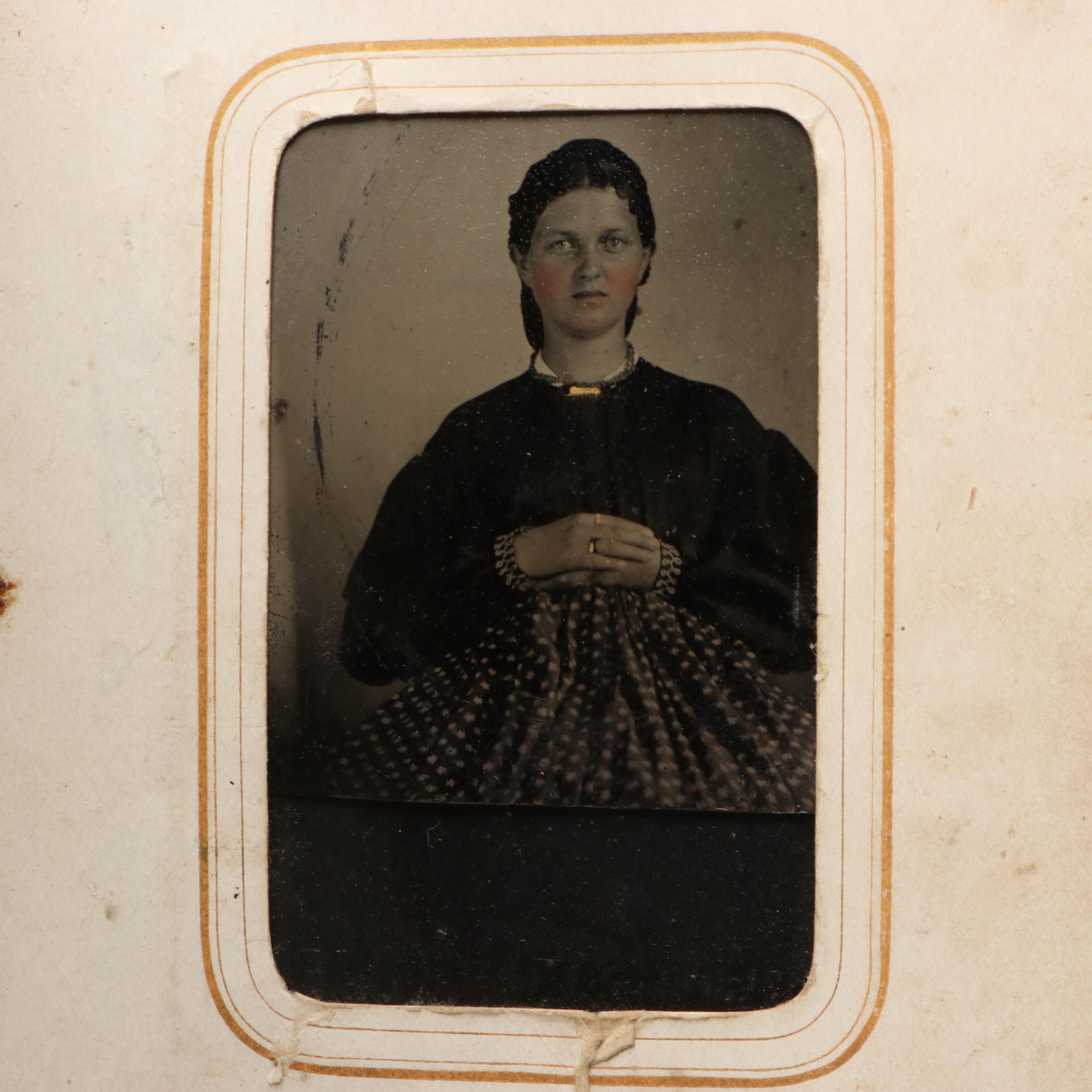 Tintype with Other Photos of Men, Women and Children, Late 19th/Early 20th C.