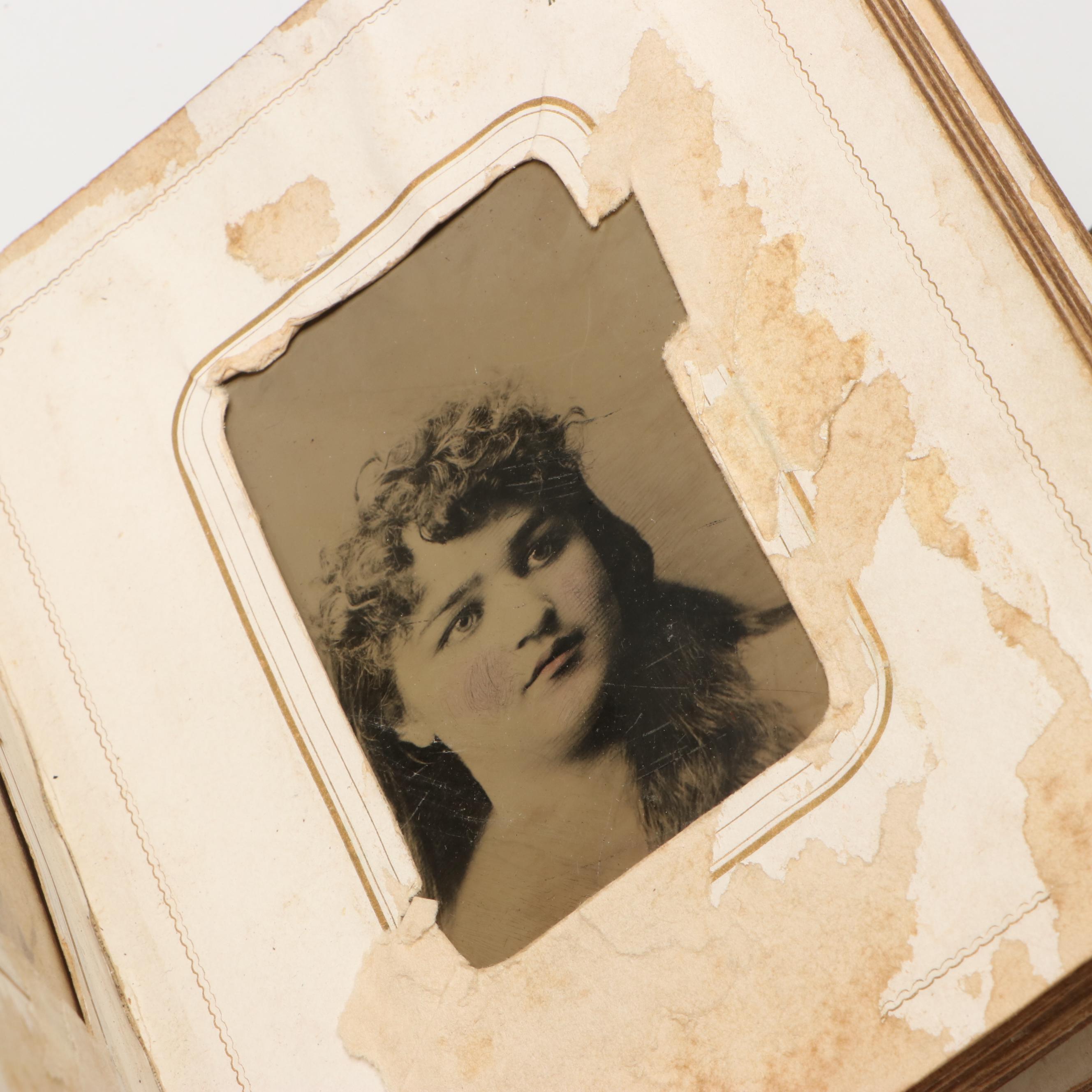 Tintype with Other Photos of Men, Women and Children, Late 19th/Early 20th C.