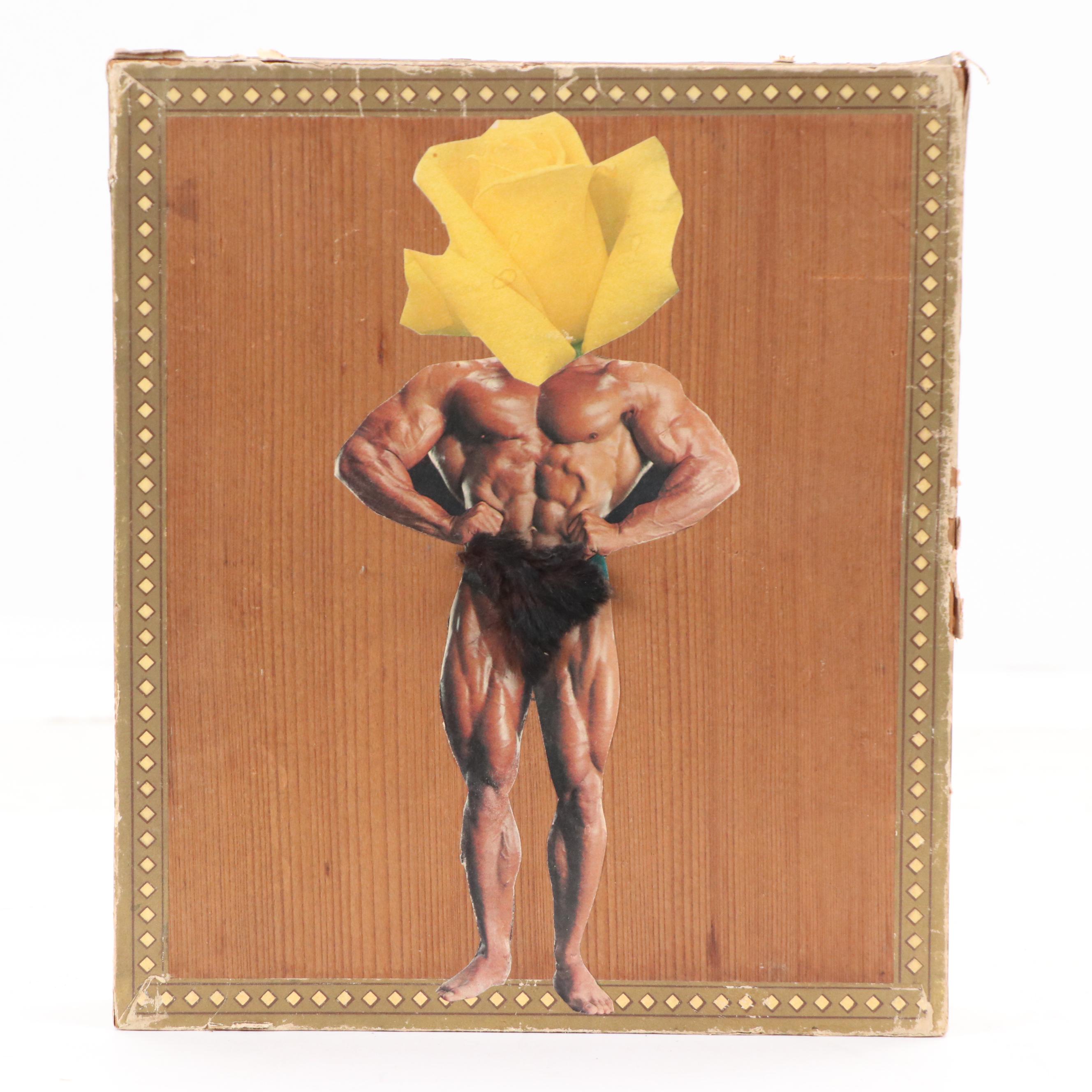 Gary Spradling Mixed Media Collage "Rose Bud," 1984