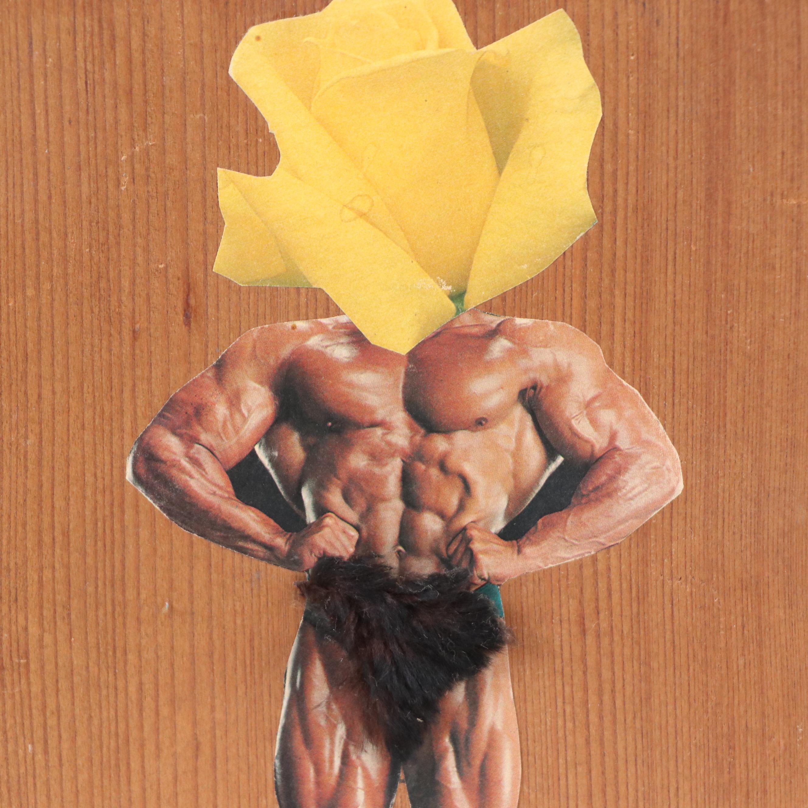 Gary Spradling Mixed Media Collage "Rose Bud," 1984