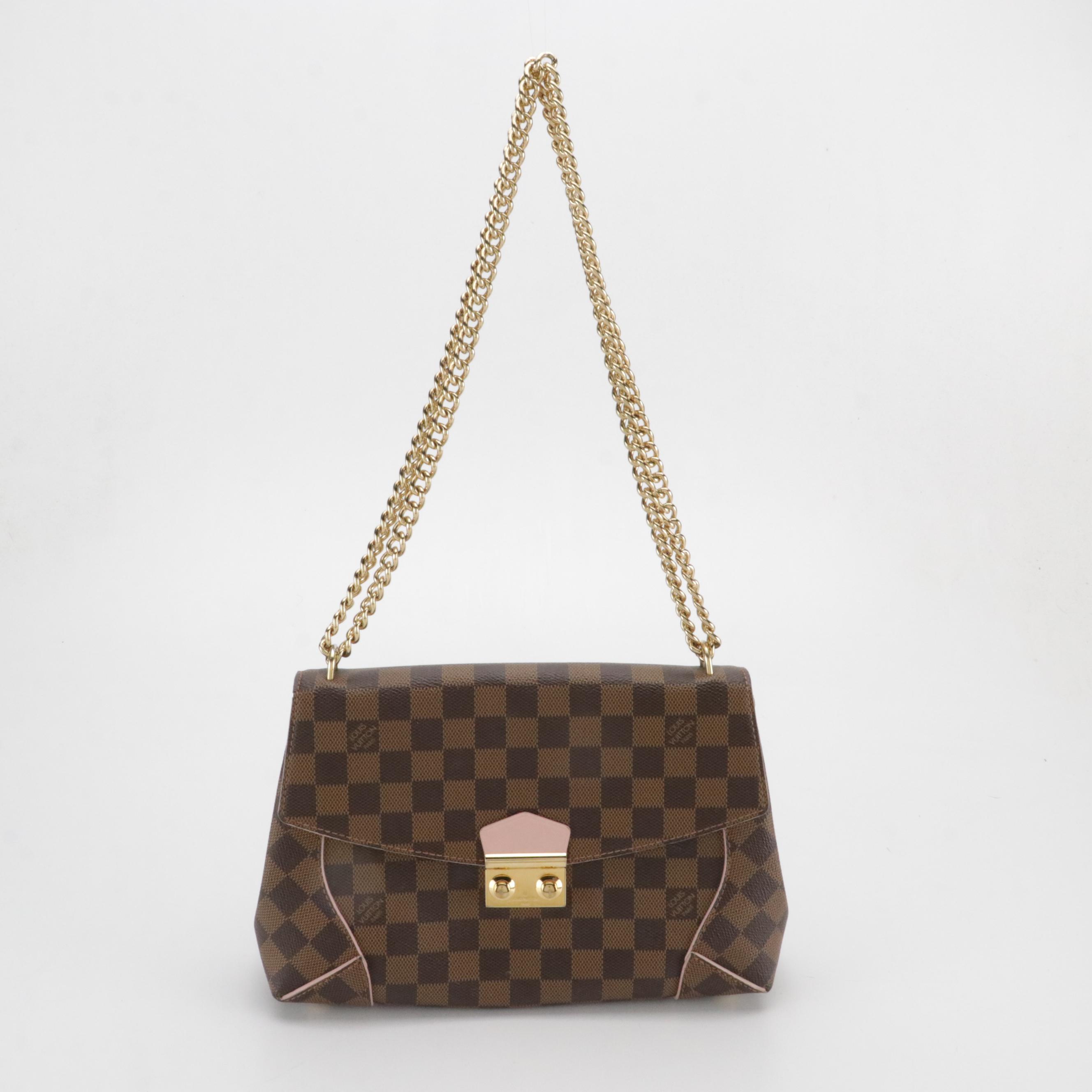 Louis Vuitton Caïssa Chain Bag in Damier Ebene Canvas and Rose Ballerine Leather