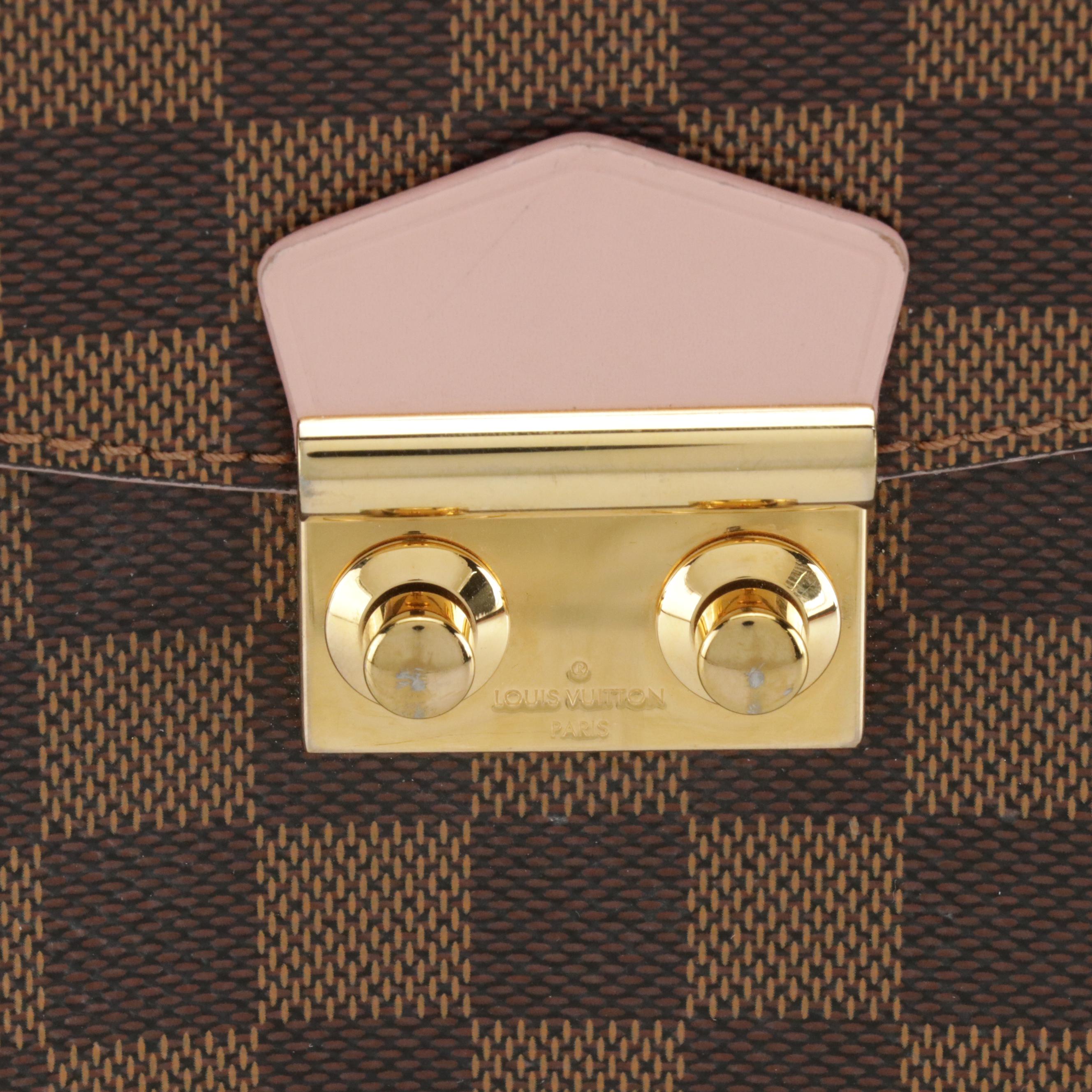 Louis Vuitton Caïssa Chain Bag in Damier Ebene Canvas and Rose Ballerine Leather