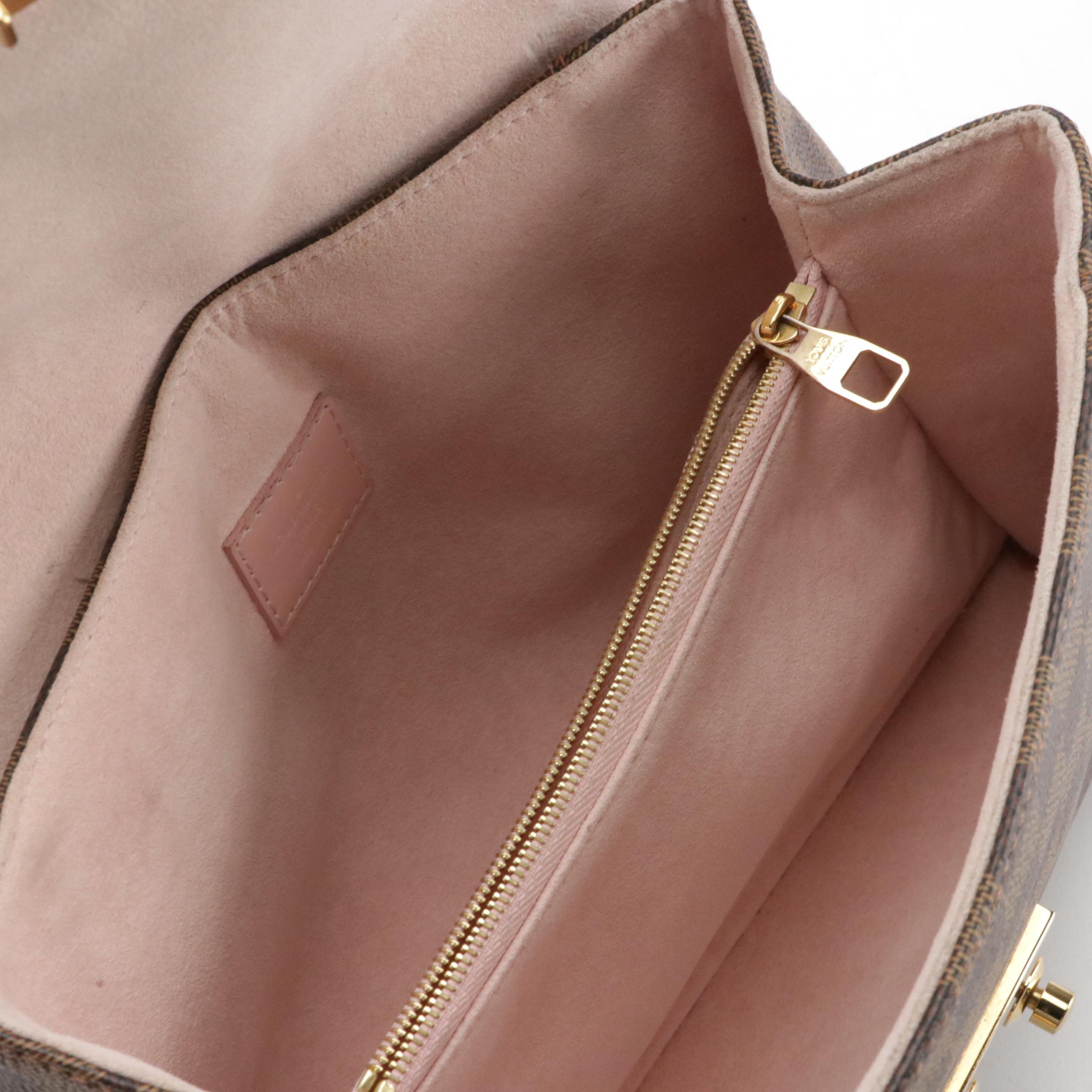 Louis Vuitton Caïssa Chain Bag in Damier Ebene Canvas and Rose Ballerine Leather