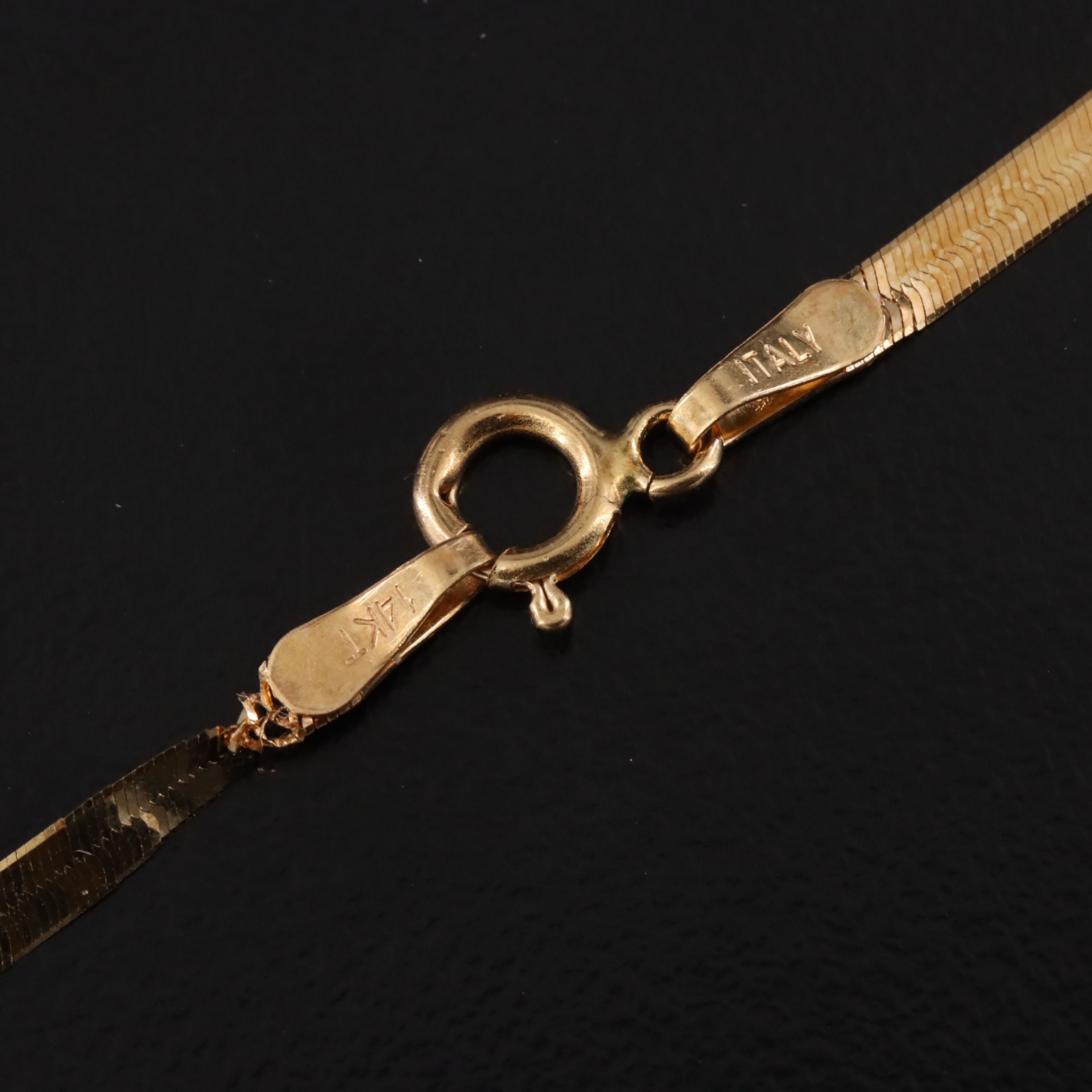 Scrap Lot Italian 14K Herringbone Chain Necklace