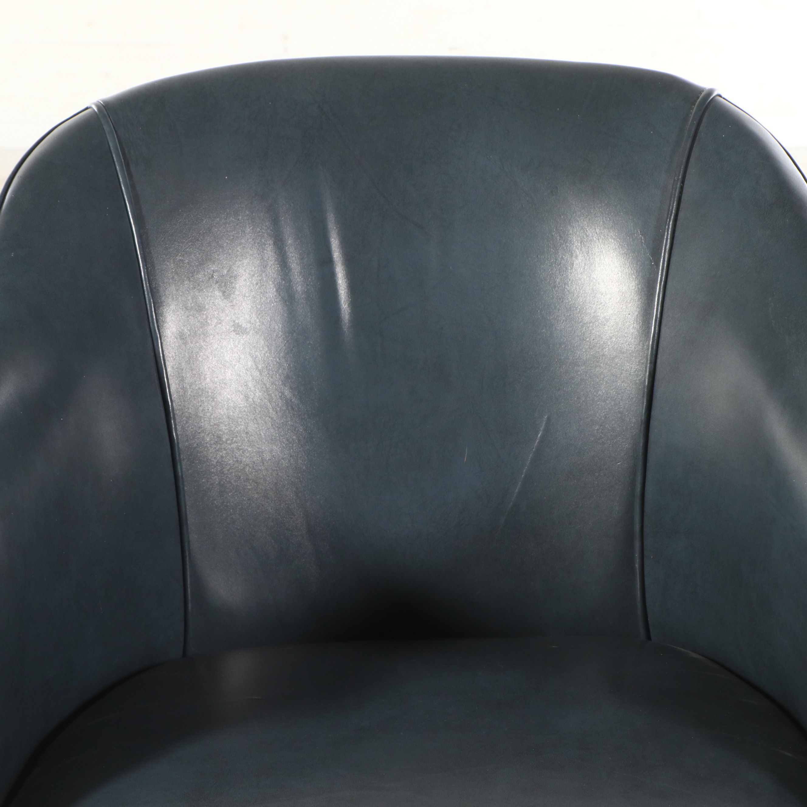 Southwood Empire Style Faux Leather and Mahogany Barrel-Back Chair