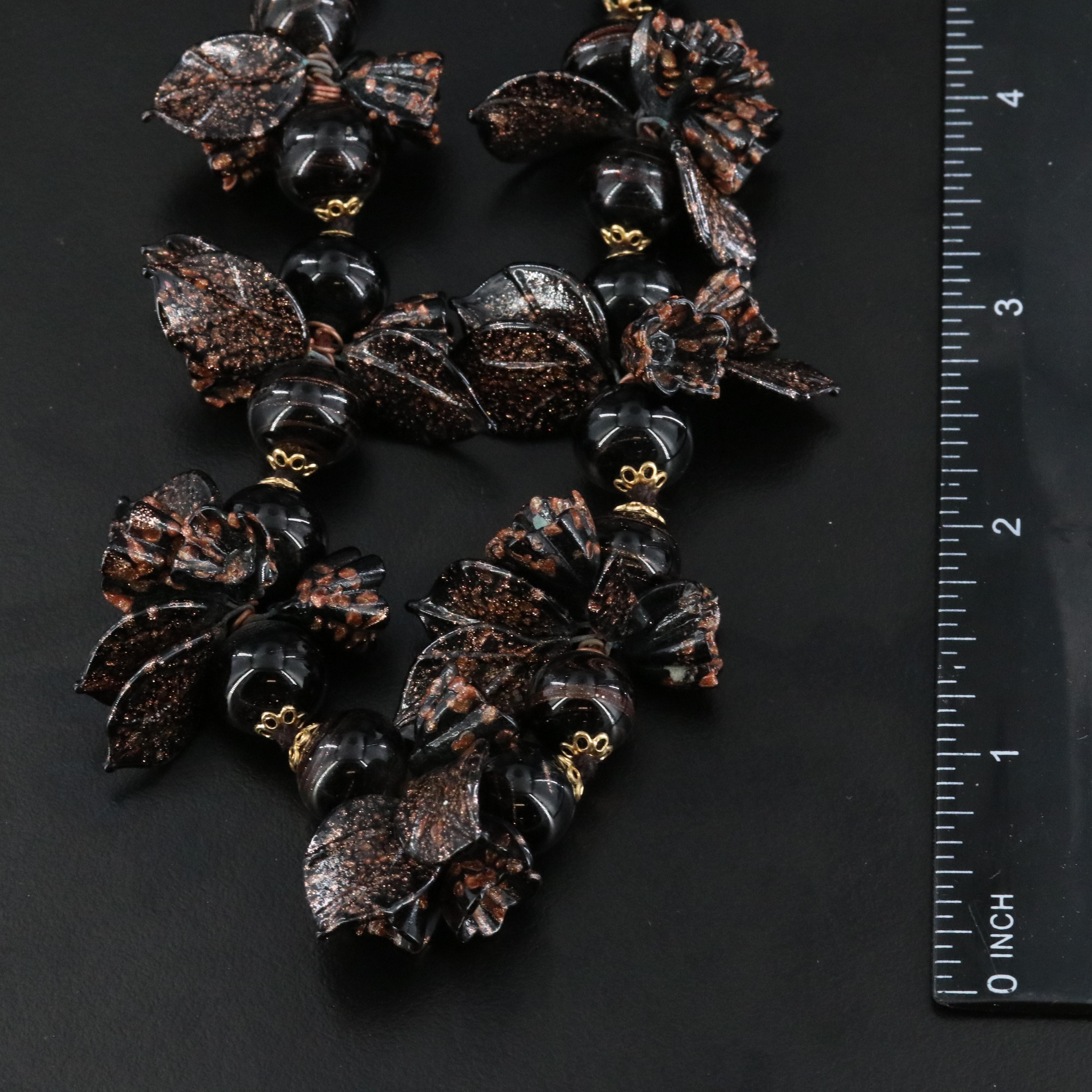 Glass Leaf Necklace and Earrings