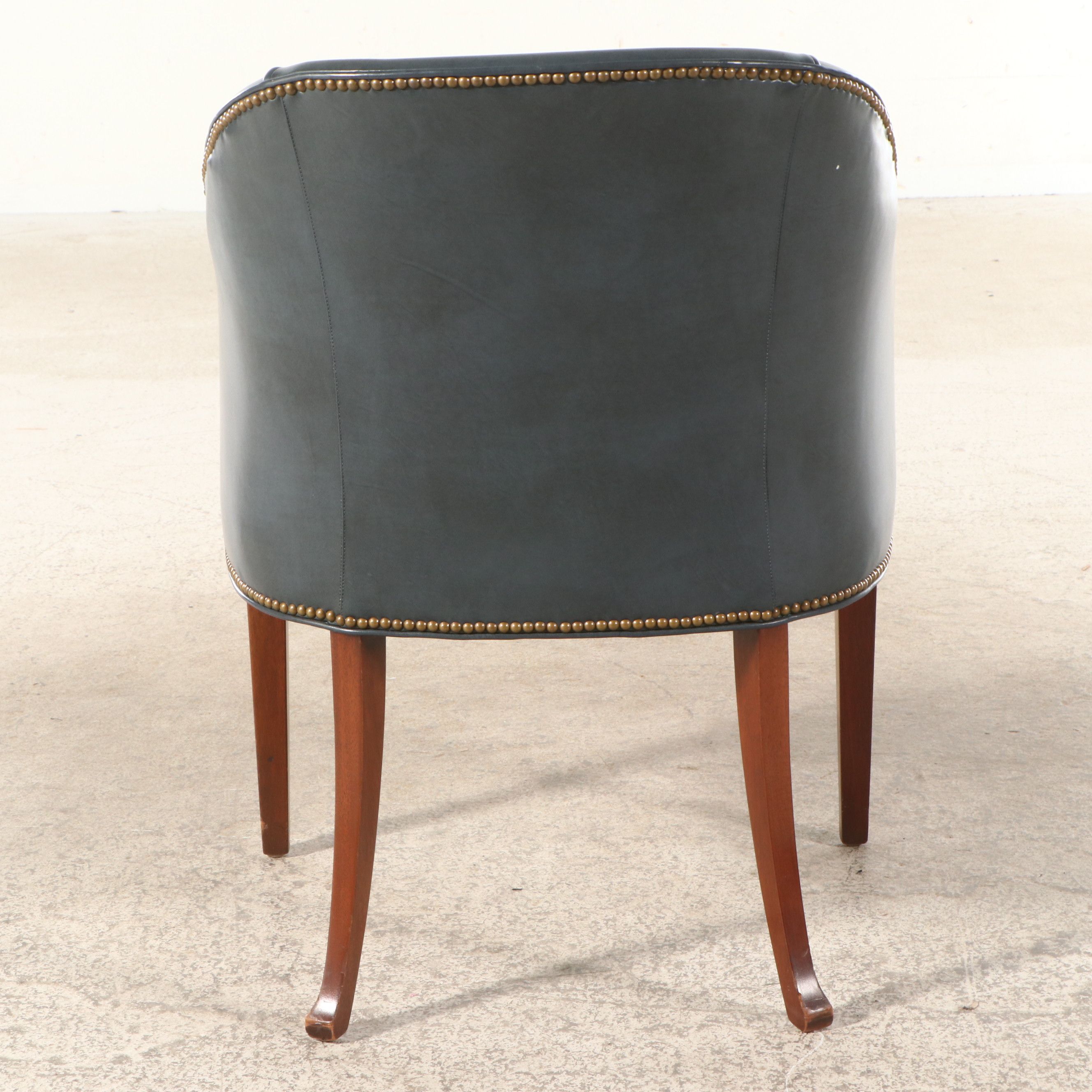 Southwood Empire Style Faux Leather and Mahogany Barrel-Back Chair