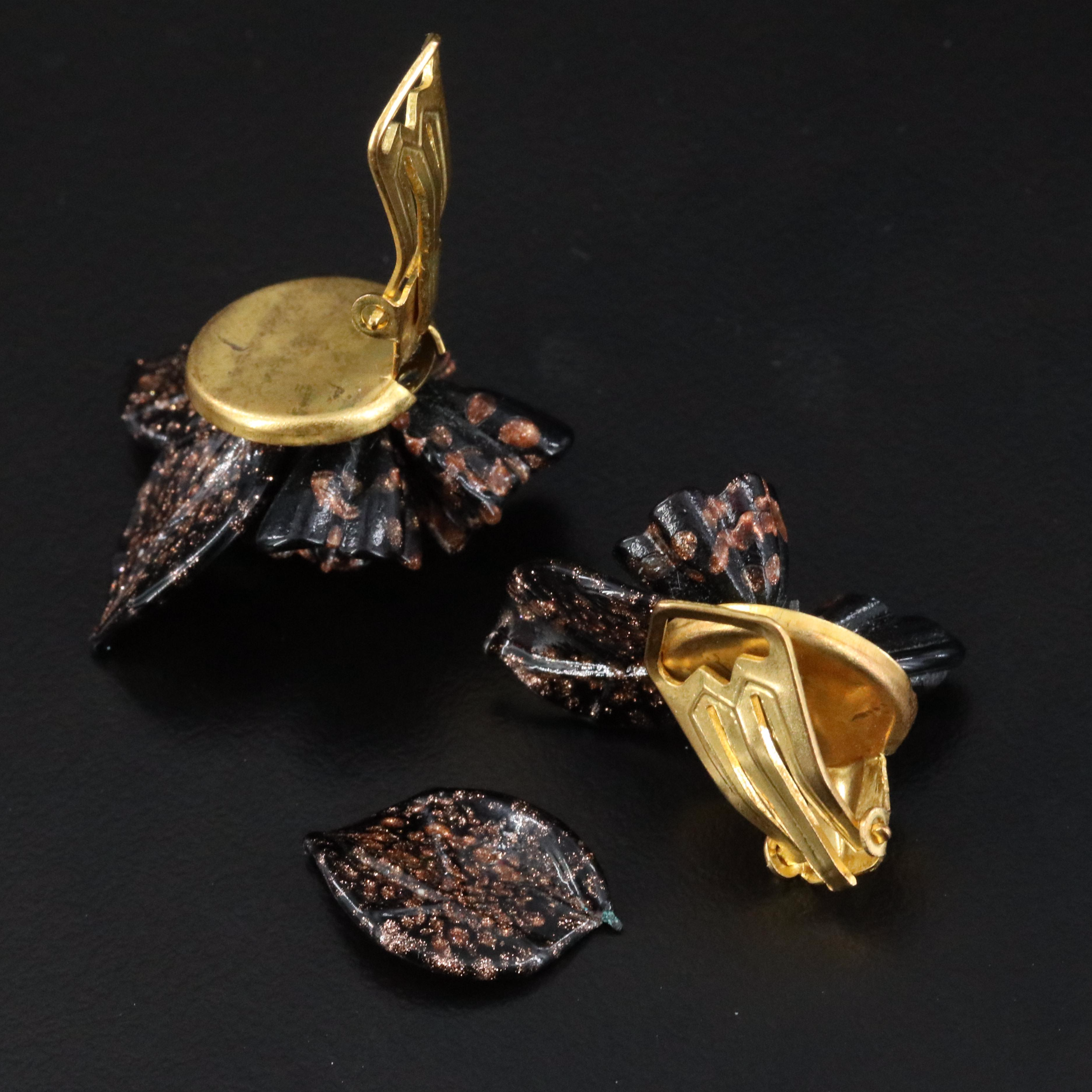 Glass Leaf Necklace and Earrings