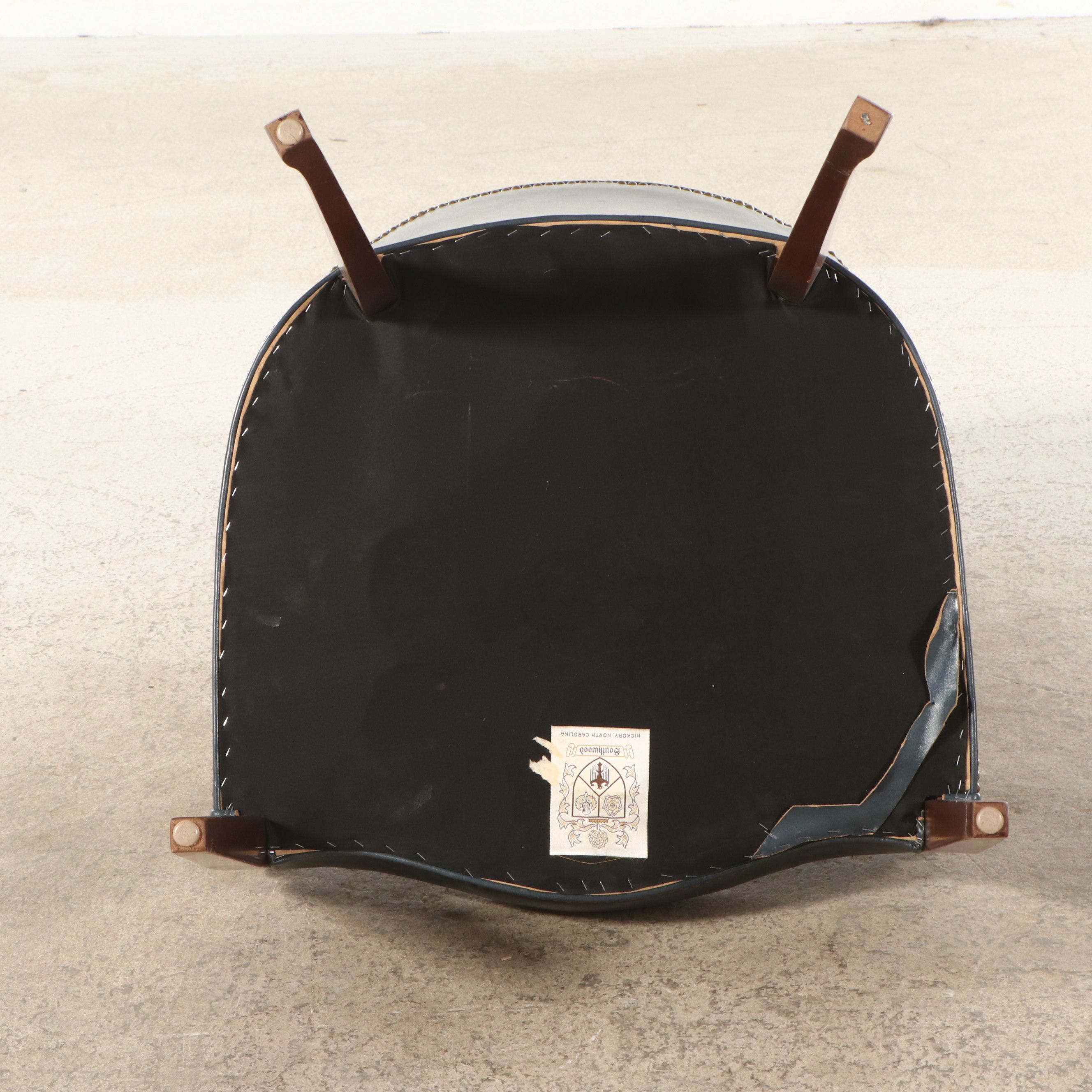 Southwood Empire Style Faux Leather and Mahogany Barrel-Back Chair