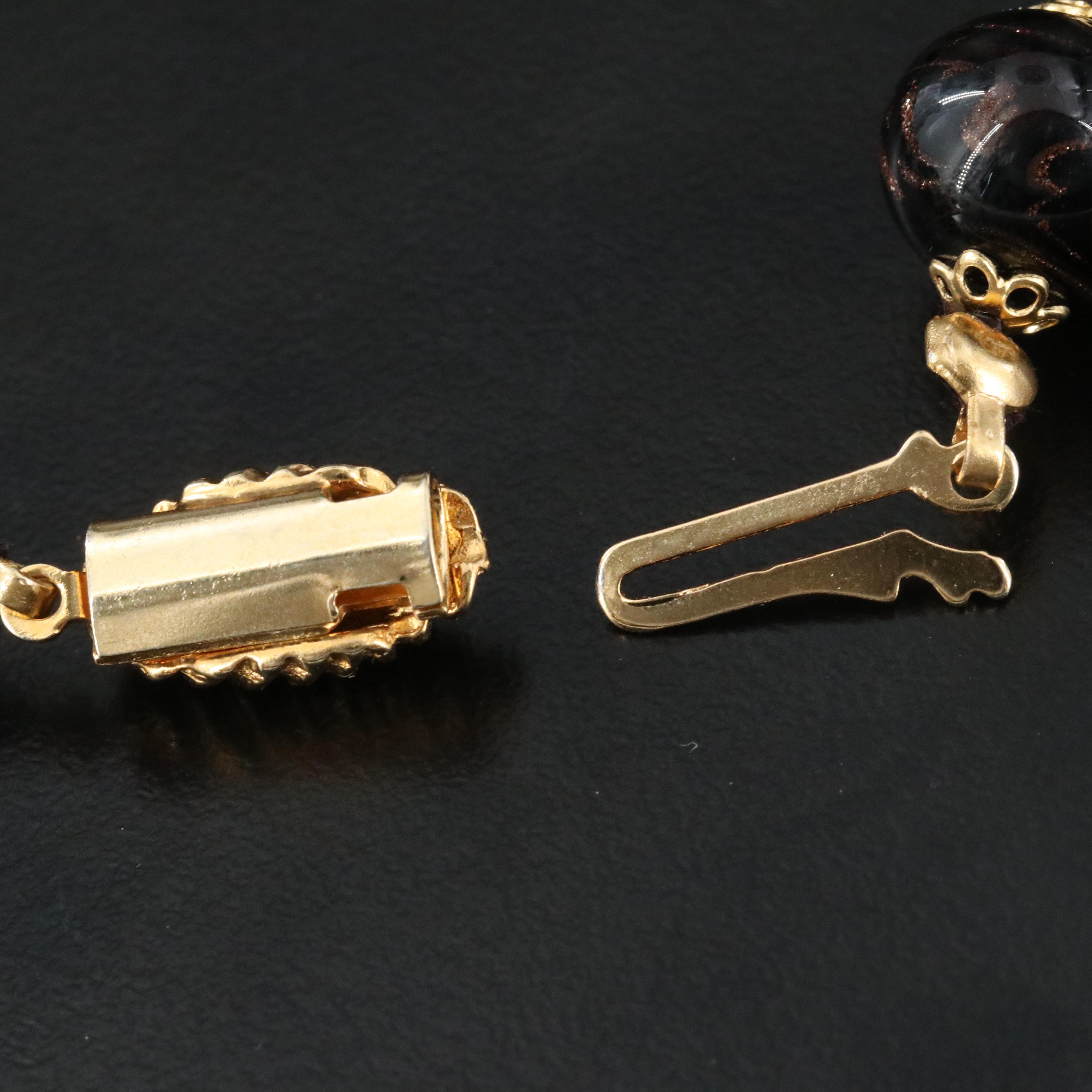 Glass Leaf Necklace and Earrings