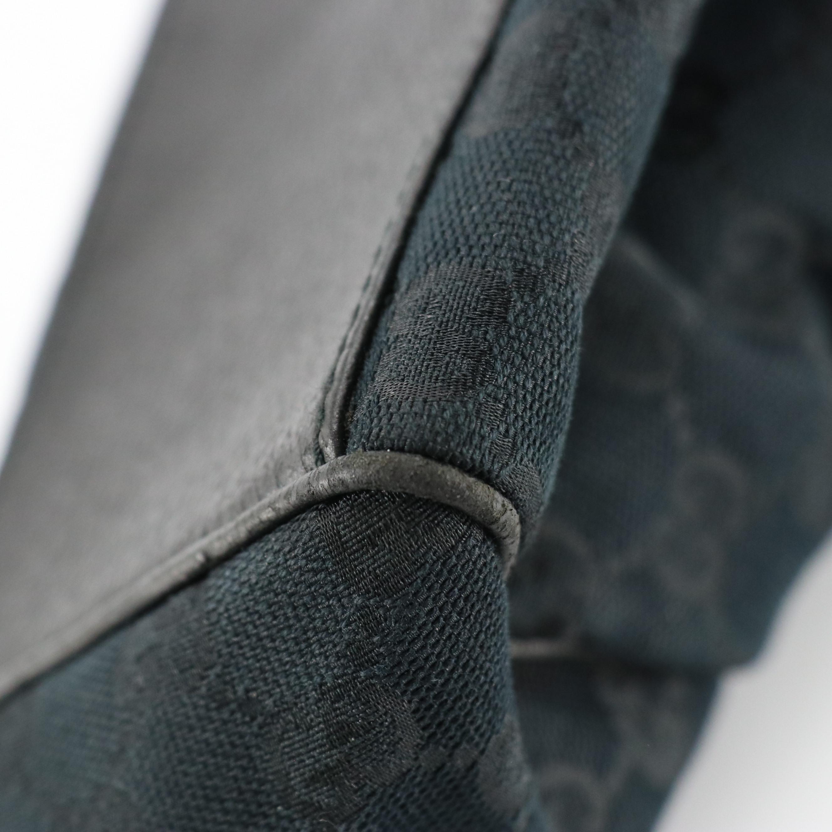 Gucci Charmy Hobo Shoulder Bag in Black GG Canvas and Cinghiale Leather Trim