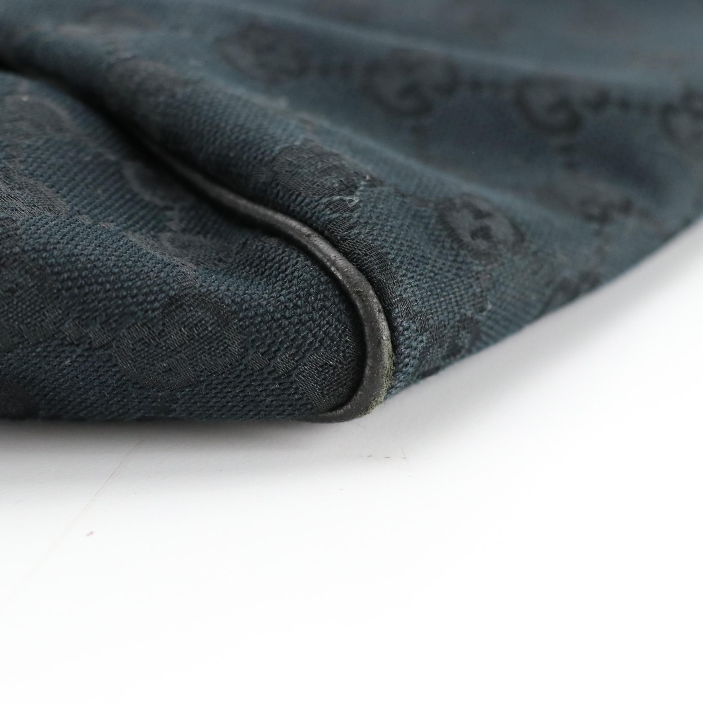 Gucci Charmy Hobo Shoulder Bag in Black GG Canvas and Cinghiale Leather Trim