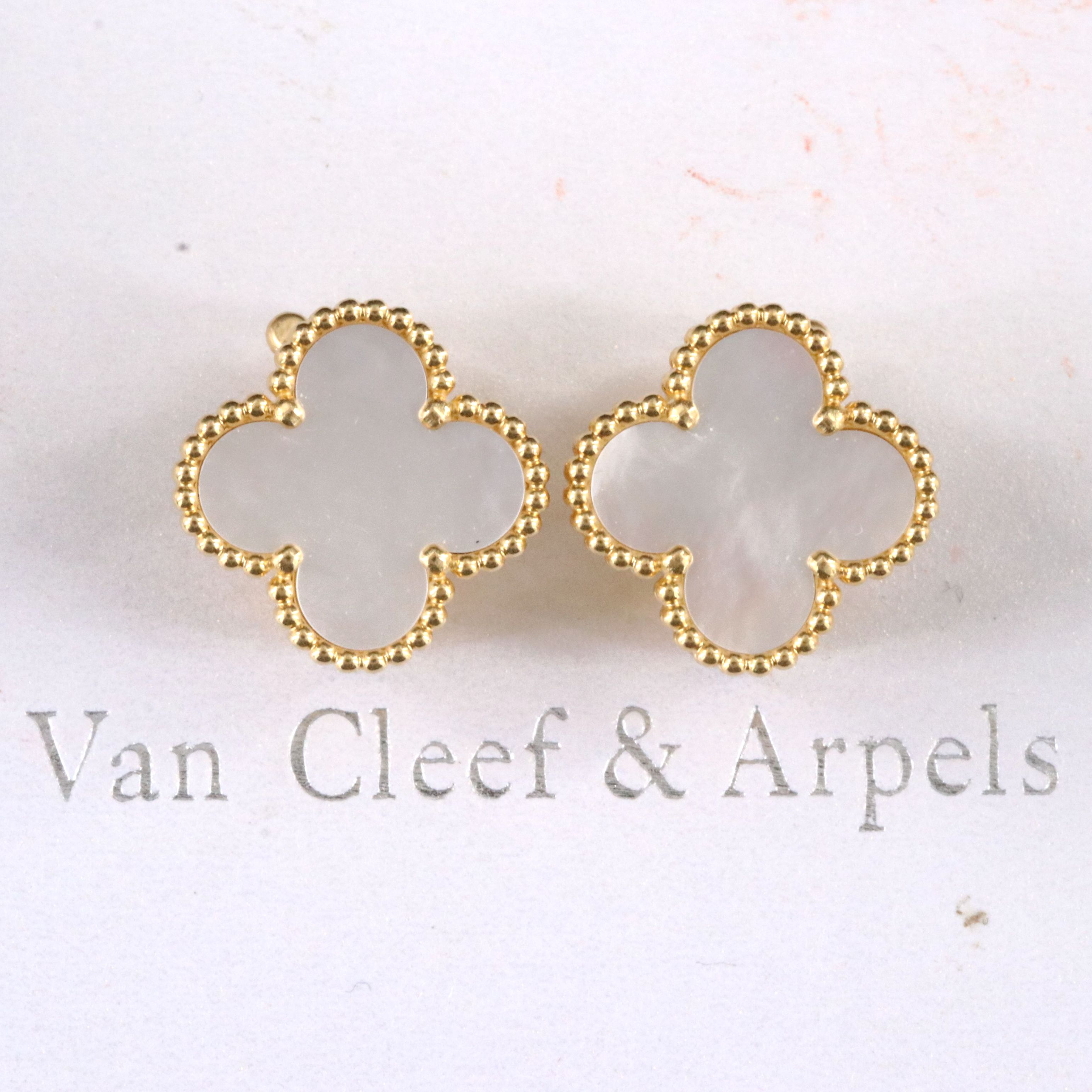 Van Cleef & Arpels Vintage Alhambra 18K Mother of Pearl Earrings