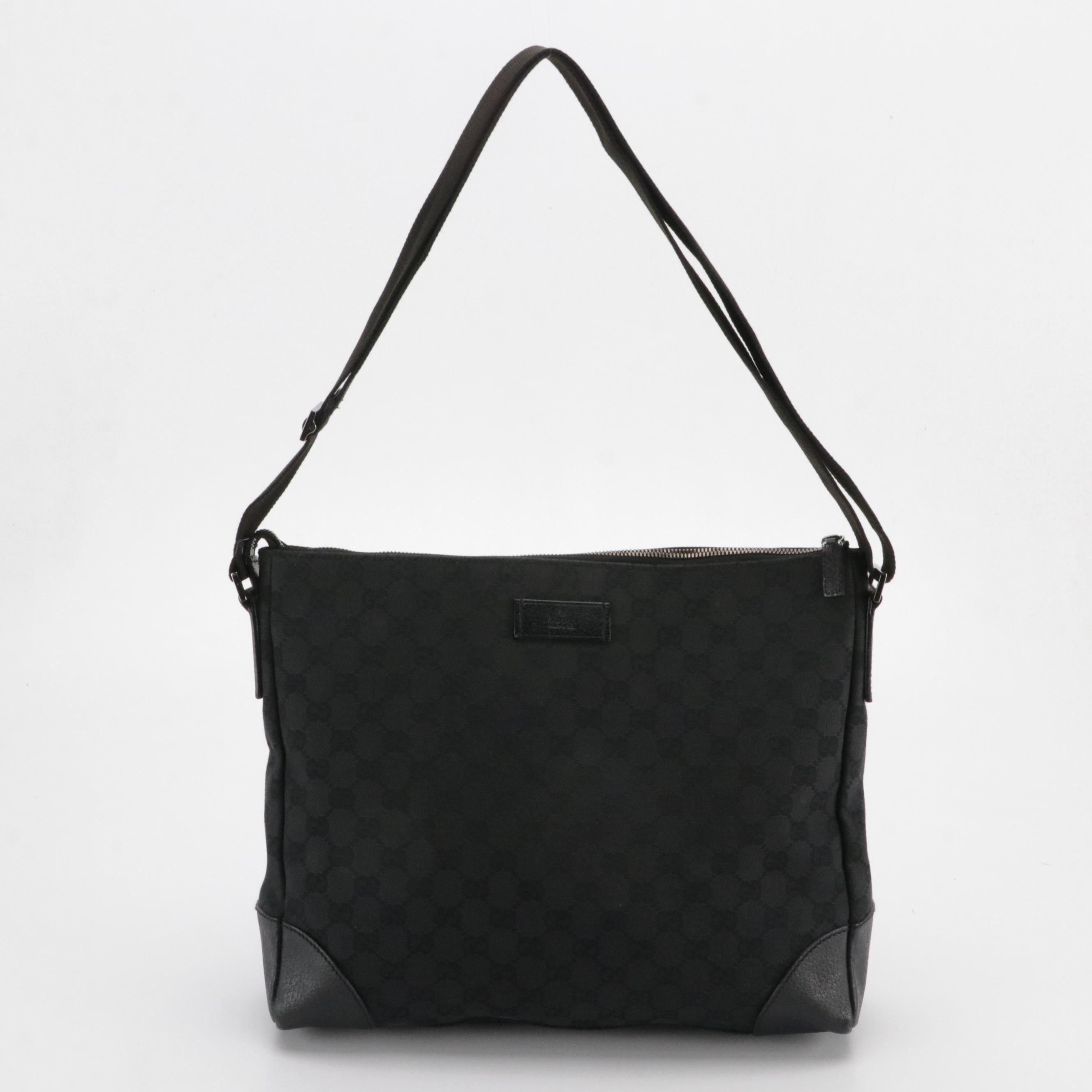 Gucci GG Black Jacquard and Cinghiale Leather Crossbody Bag