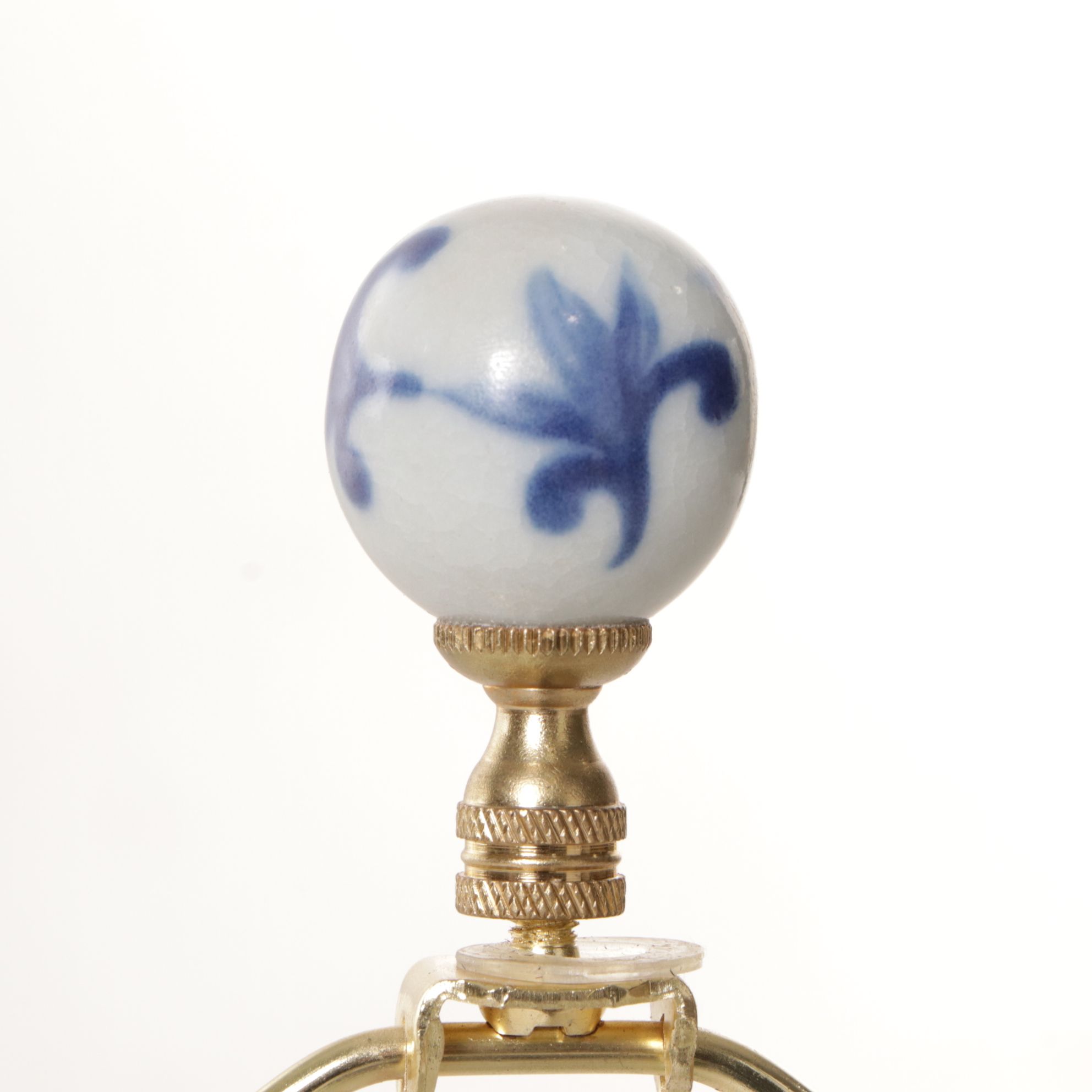 Chinese Porcelain Blue and White Table Lamp with Cotton Shade