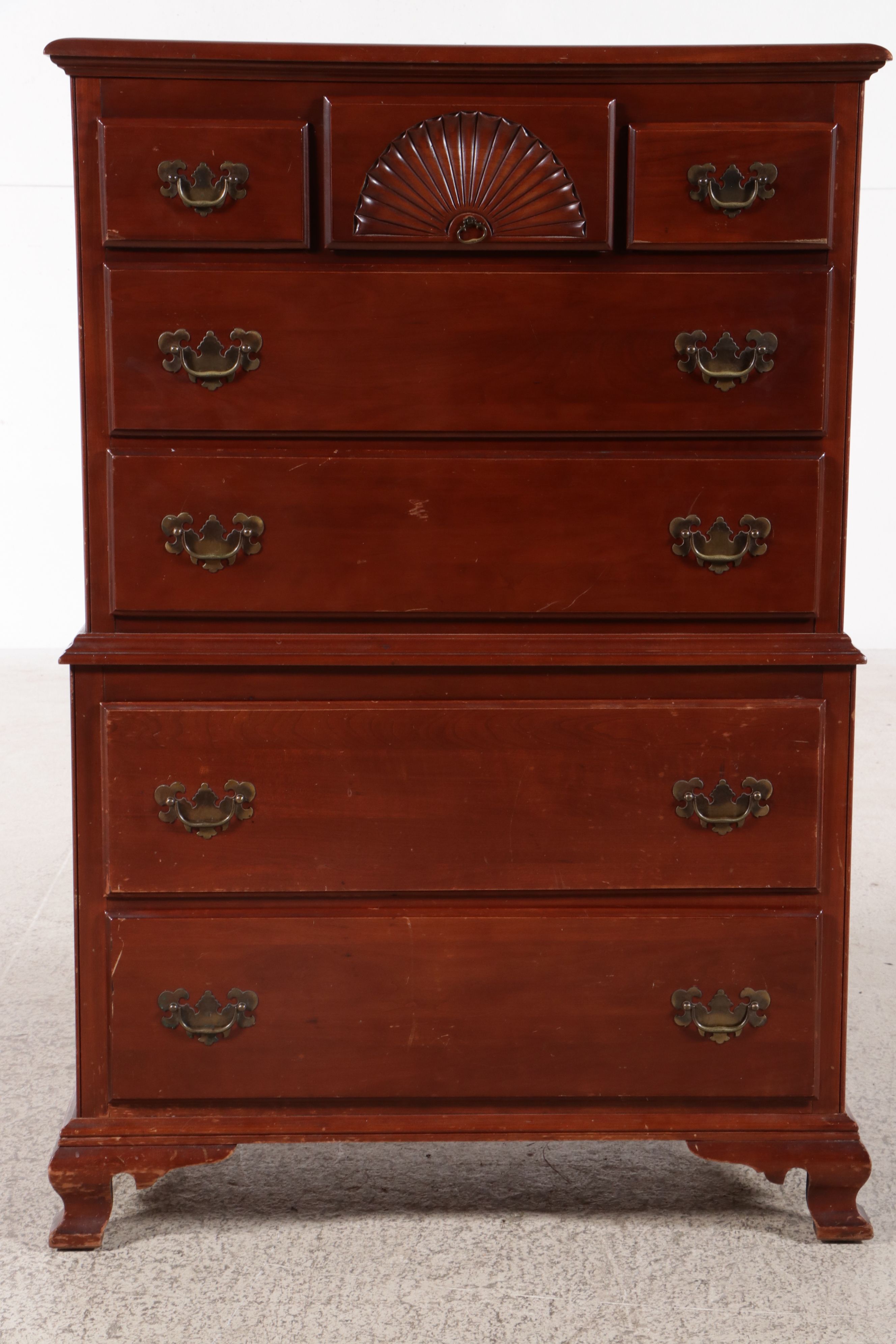 Kling Chippendale Style Mahogany Finish Chest on Chest Style Desk