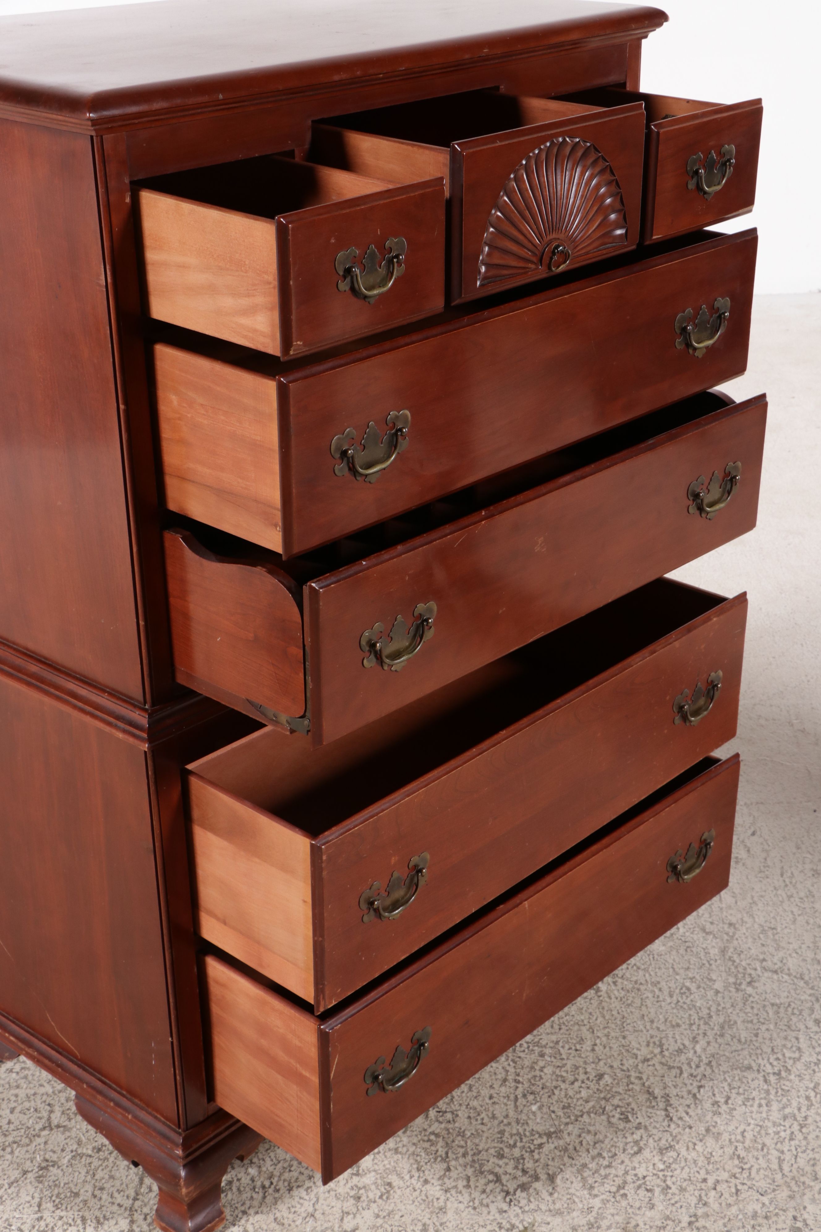 Kling Chippendale Style Mahogany Finish Chest on Chest Style Desk