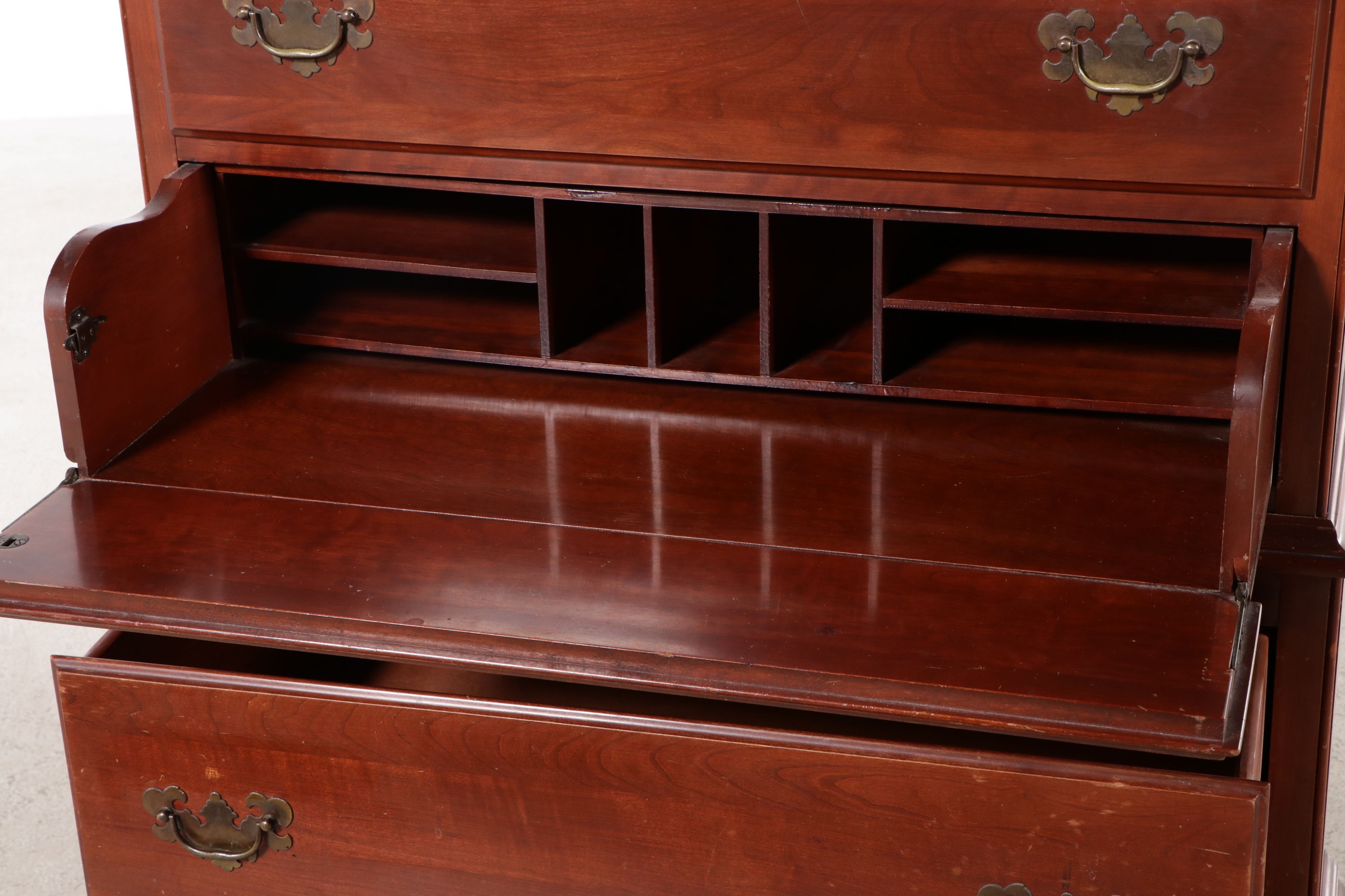 Kling Chippendale Style Mahogany Finish Chest on Chest Style Desk