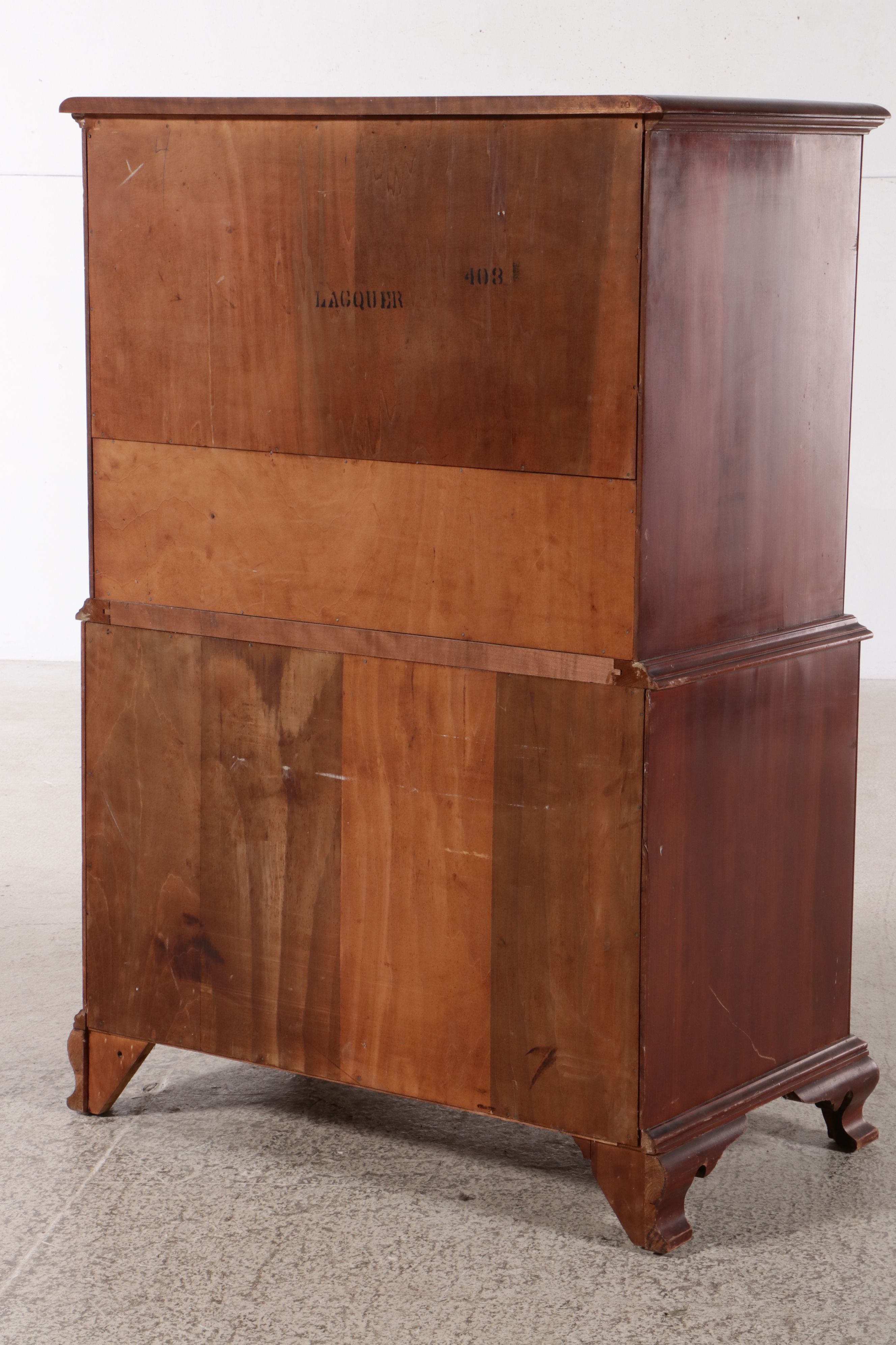 Kling Chippendale Style Mahogany Finish Chest on Chest Style Desk