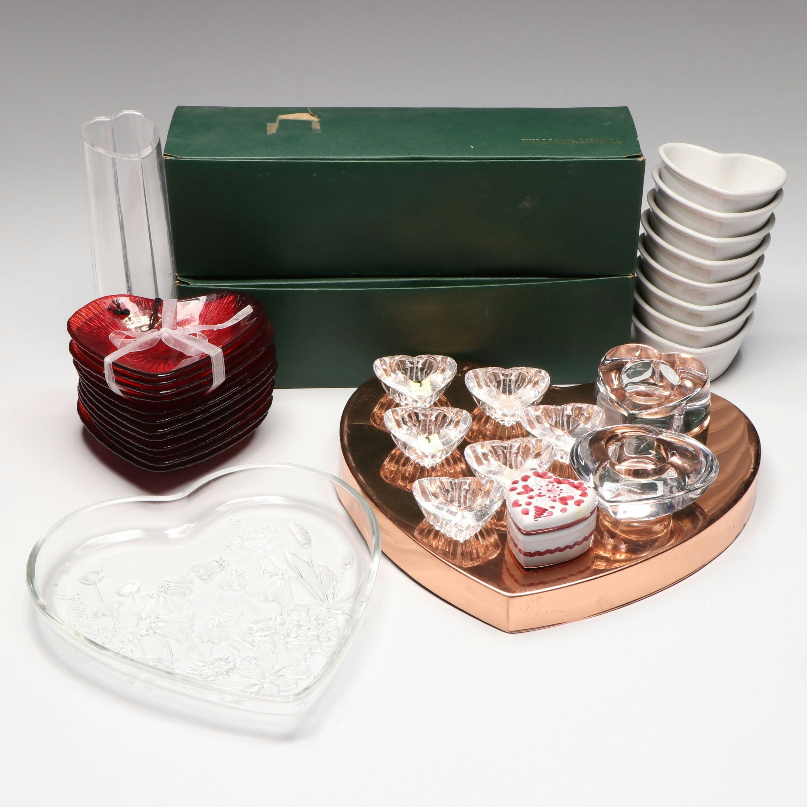 Orrefors Crystal with Ceramic Other and Other Heart-Shaped Tableware