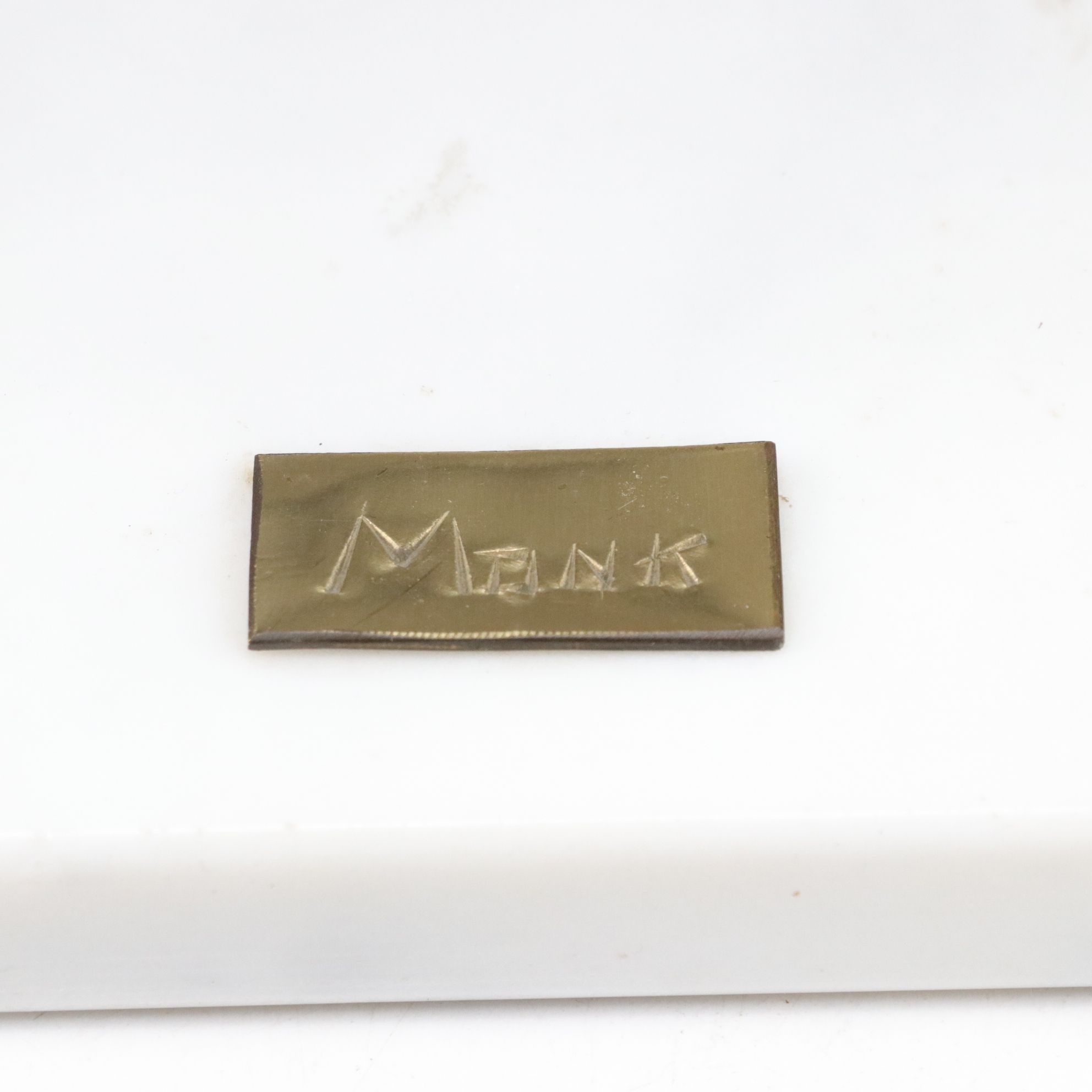 Pierced Metal "Monk" Dog Statuette on Marble Base