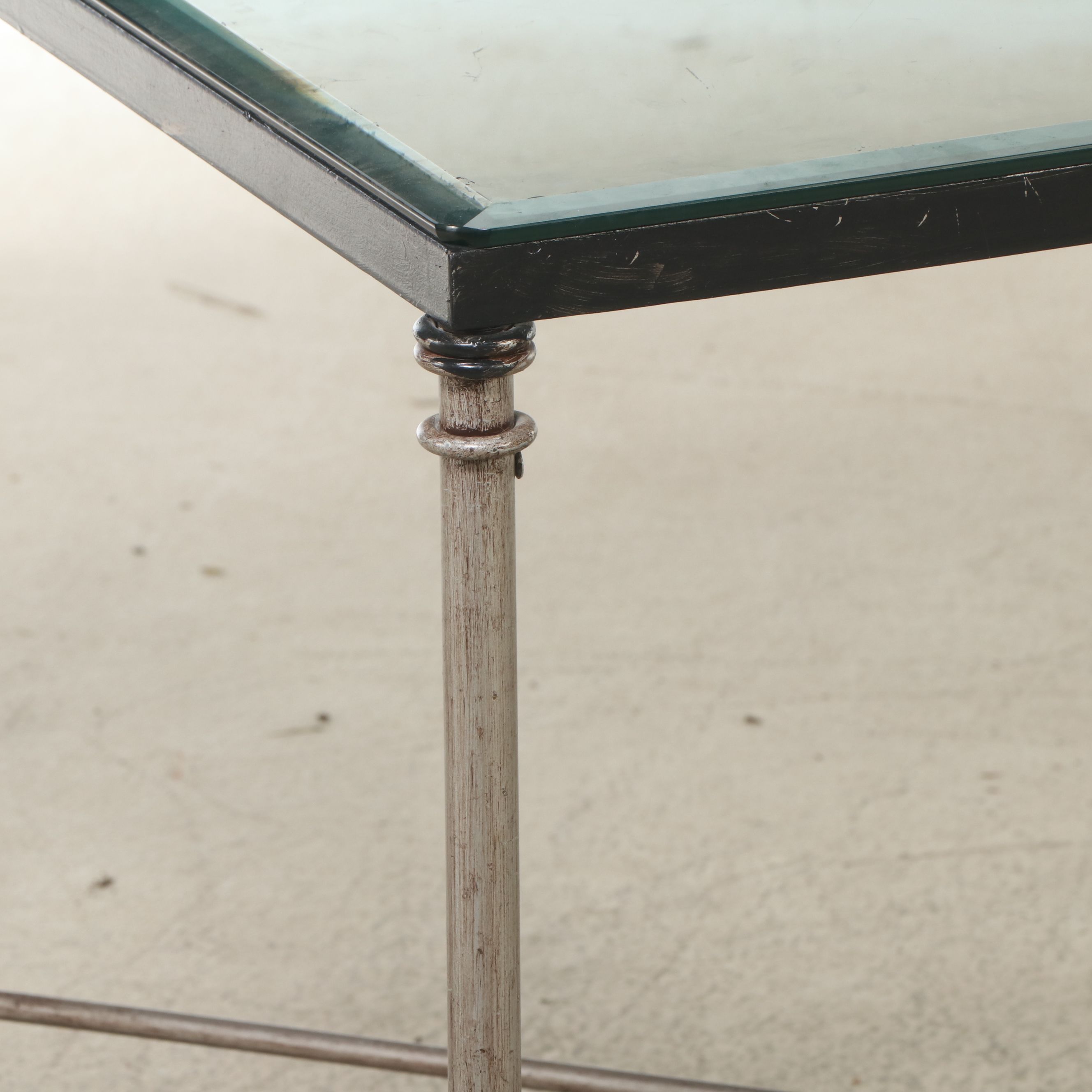 Italian Regency Style Glass Metal Top Coffee Table