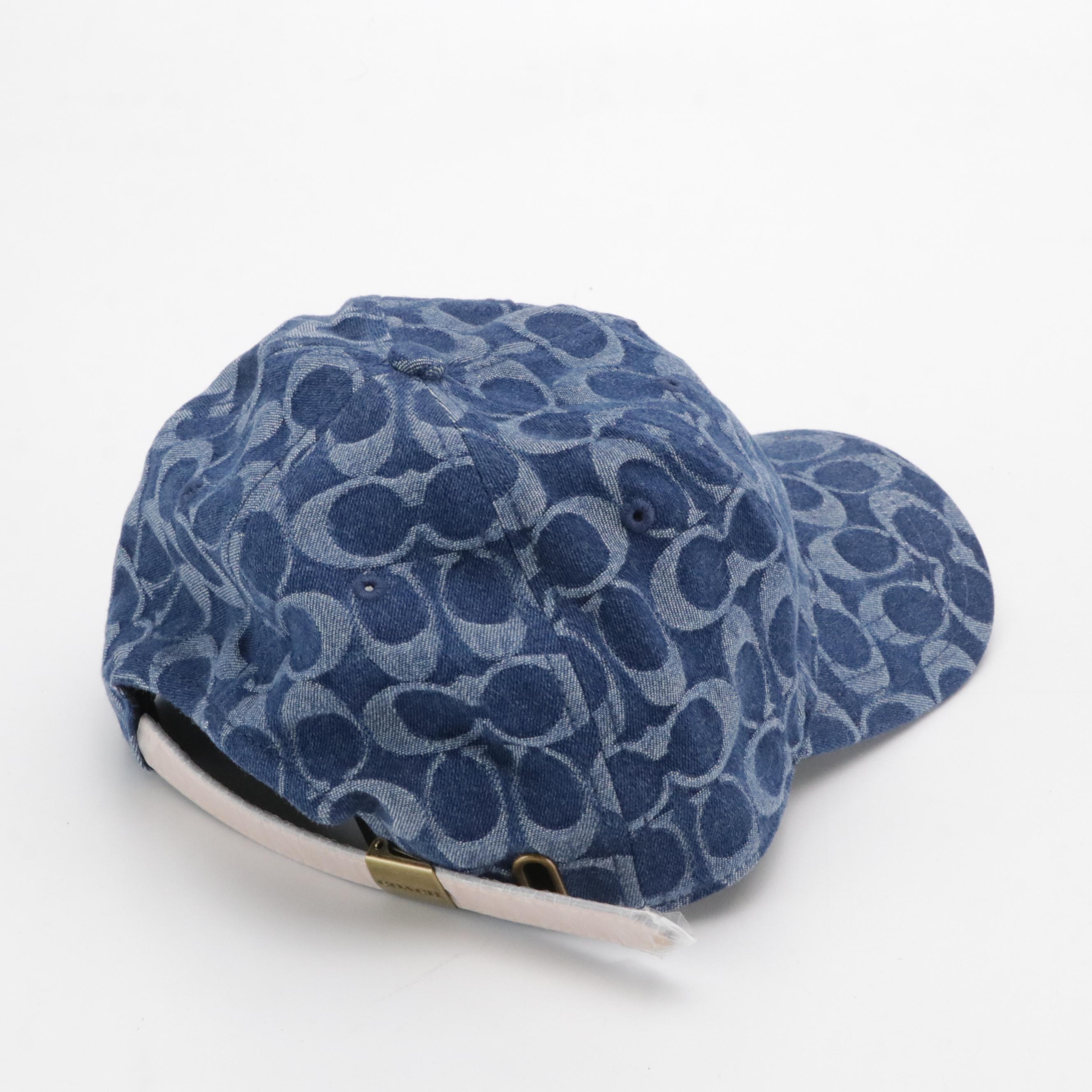 Coach Signature Denim Baseball Cap, With Tags