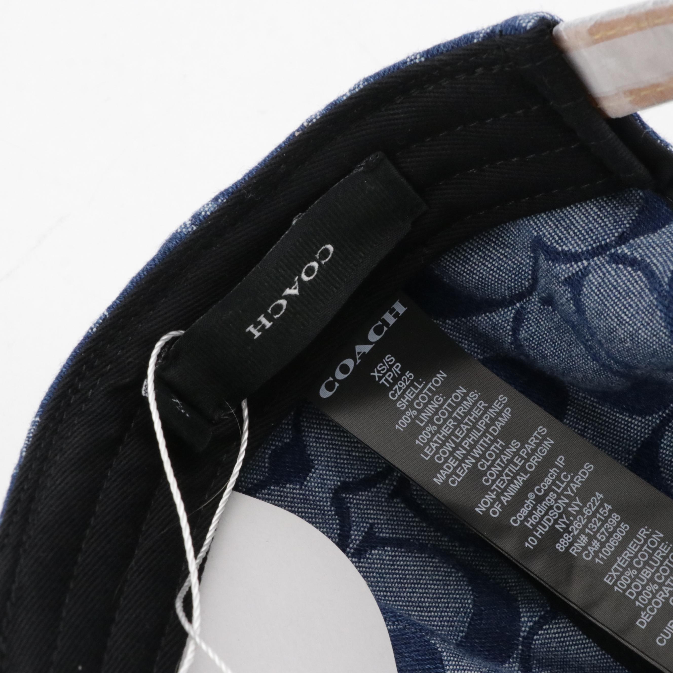 Coach Signature Denim Baseball Cap, With Tags