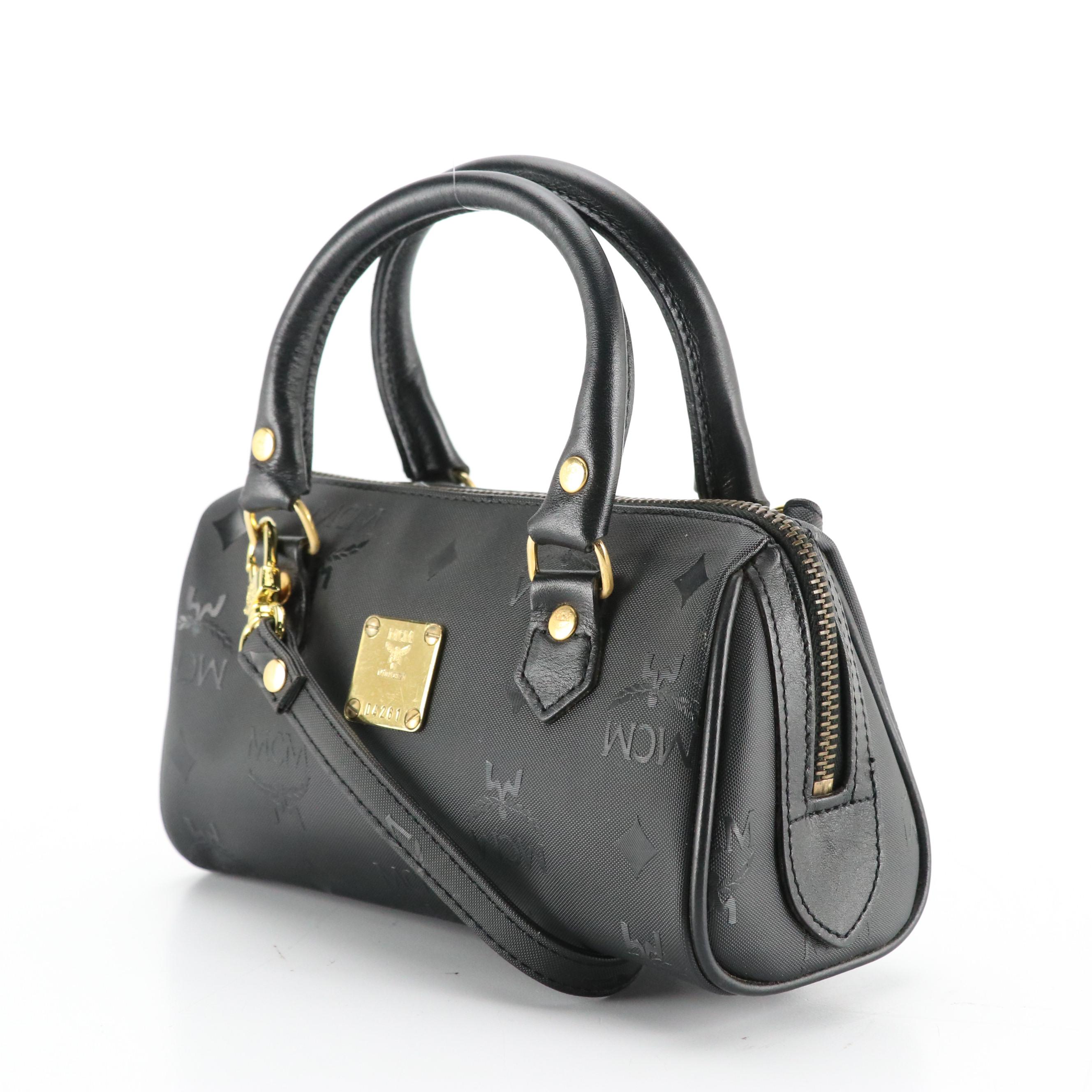 MCM Mini Two-Way Bag in Black Visetos Nylon Canvas