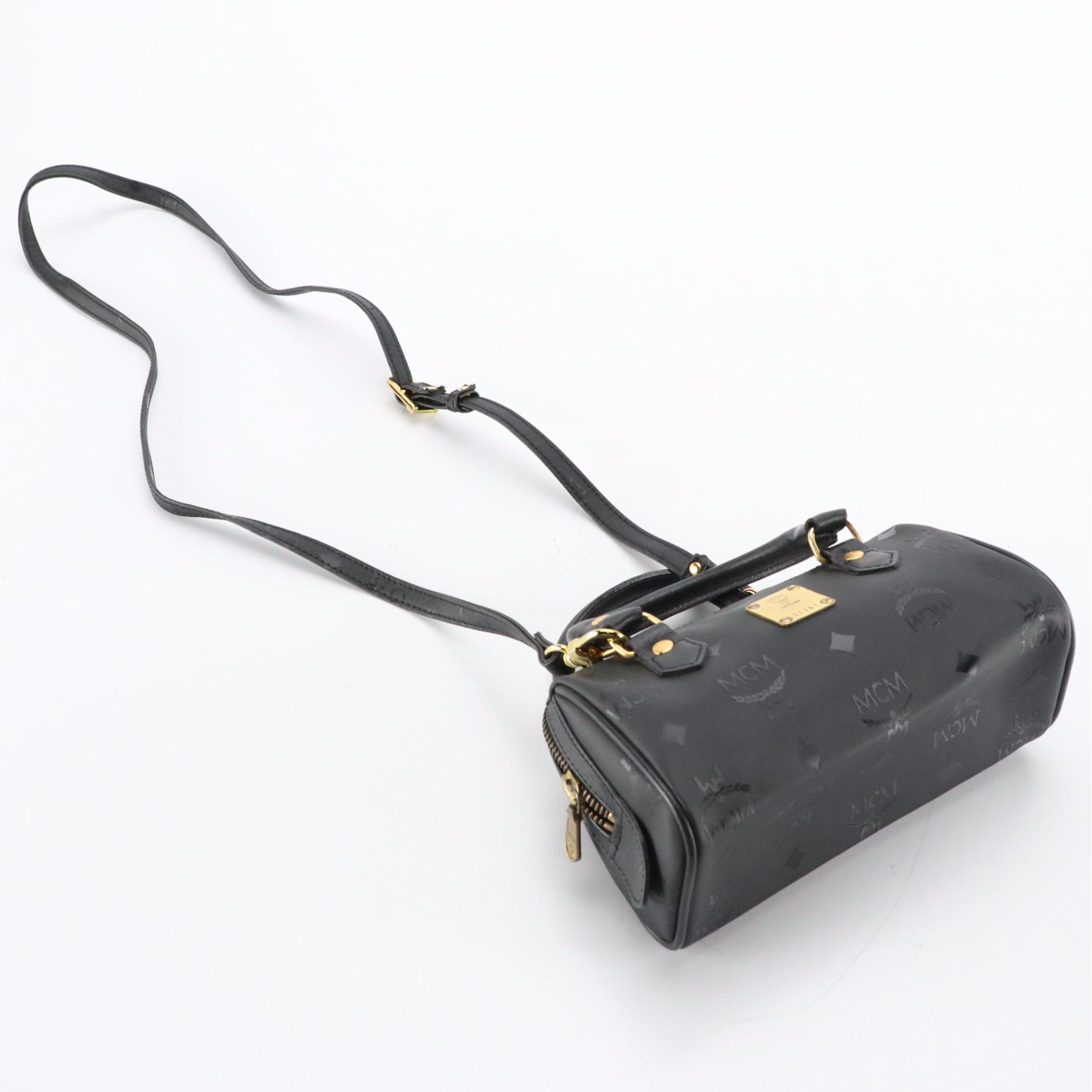 MCM Mini Two-Way Bag in Black Visetos Nylon Canvas