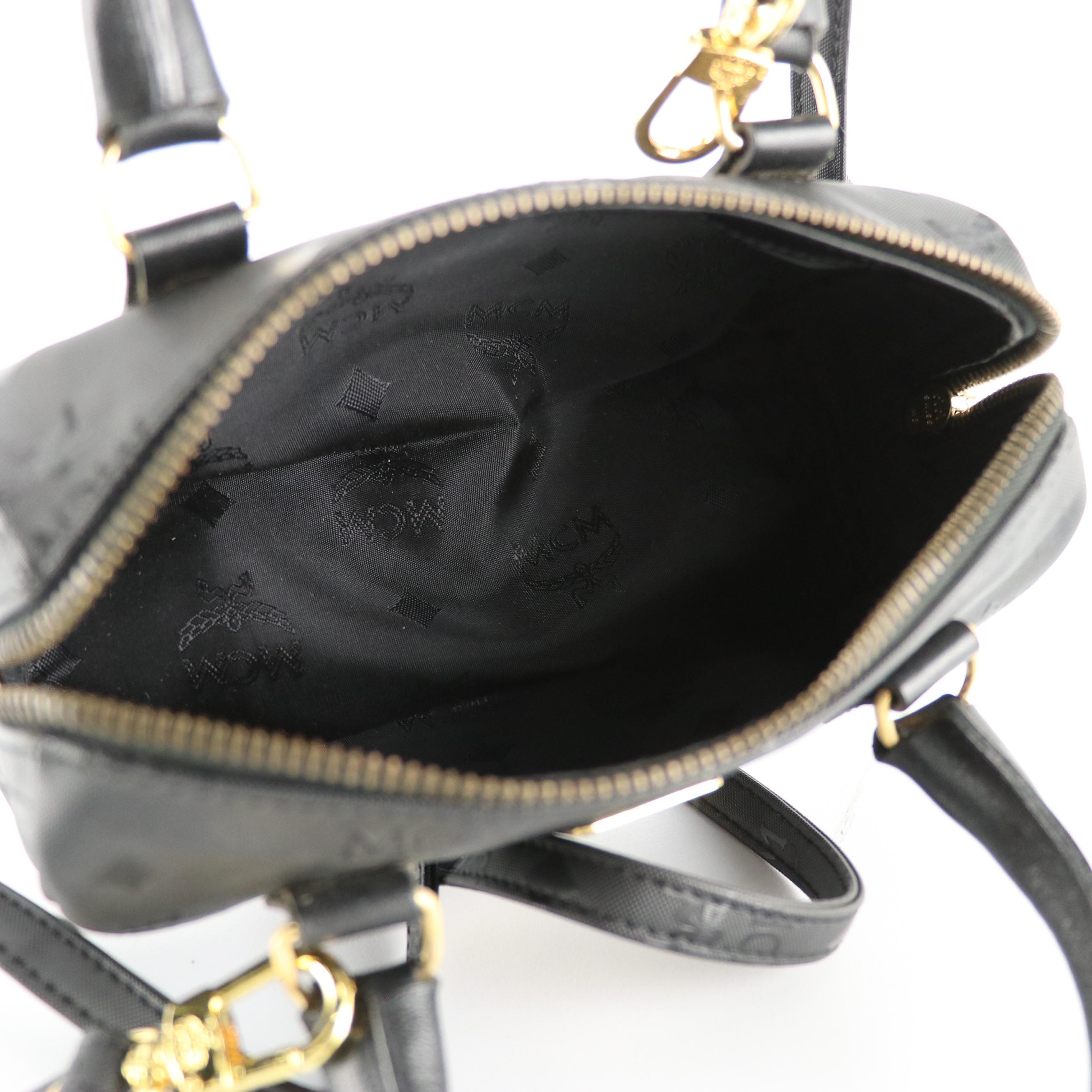 MCM Mini Two-Way Bag in Black Visetos Nylon Canvas