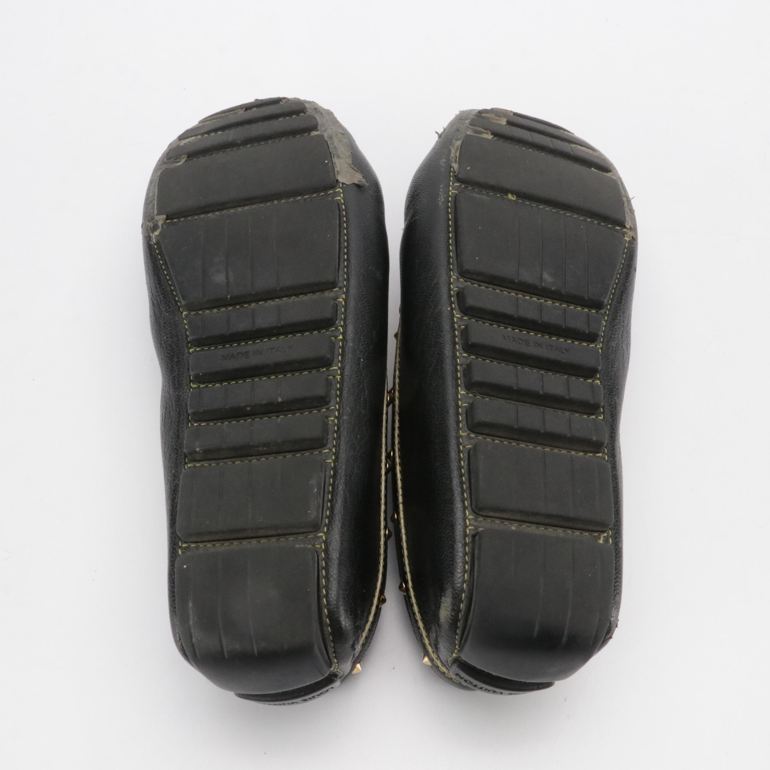 Louis Vuitton Suhali Studded Driving Loafers in Black Goatskin Leather