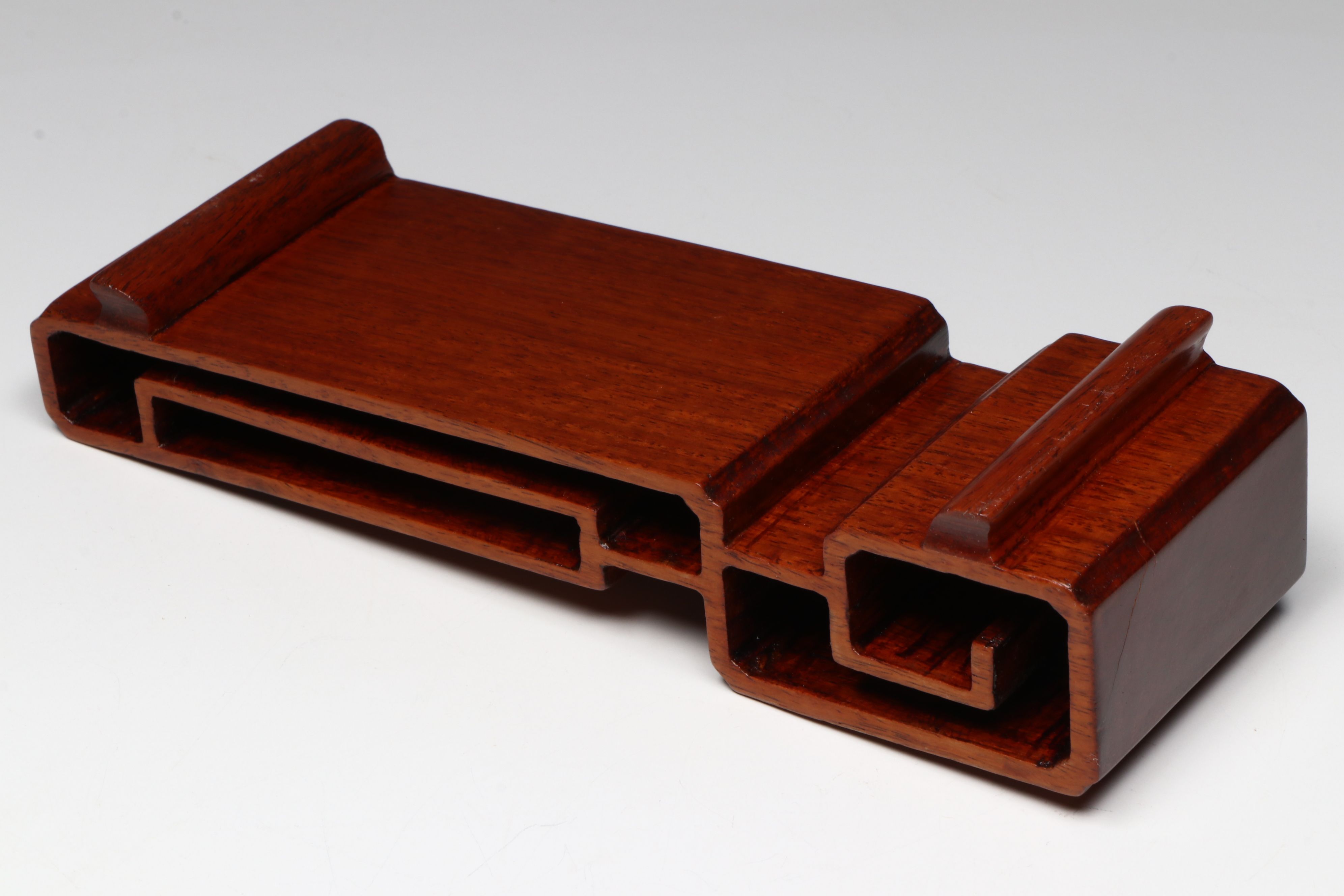 Cast Iron Teapot with Porcelain Cups and Wood Stand